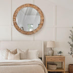 Round Beige Wall Mirror — 30" - View 5