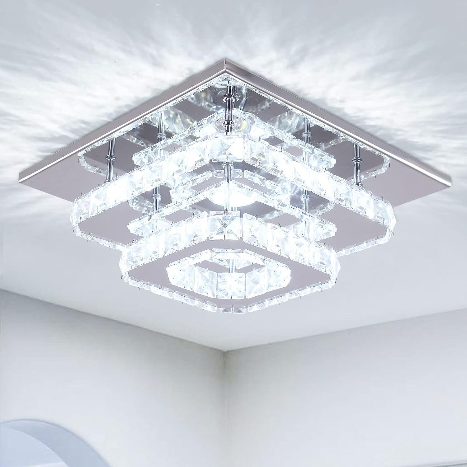 Luxe Gold Chandelier — Square Cool White