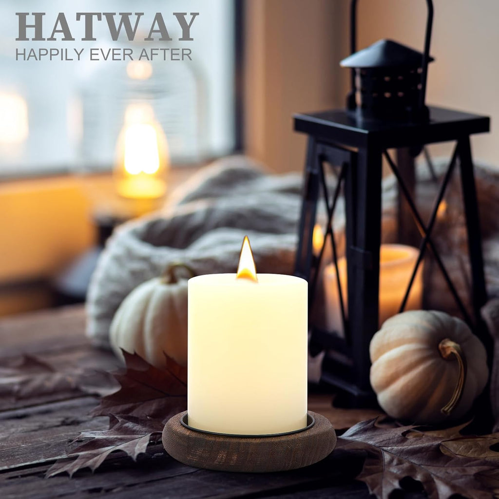 Round Farmhouse Brown Pillar Candle - View 3
