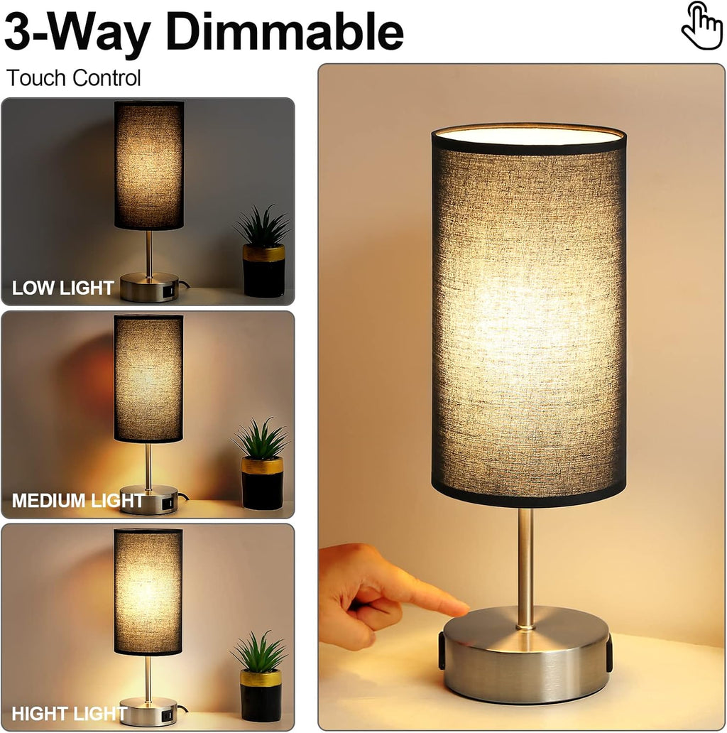 Dimmable Black Bedside Lamp - View 4