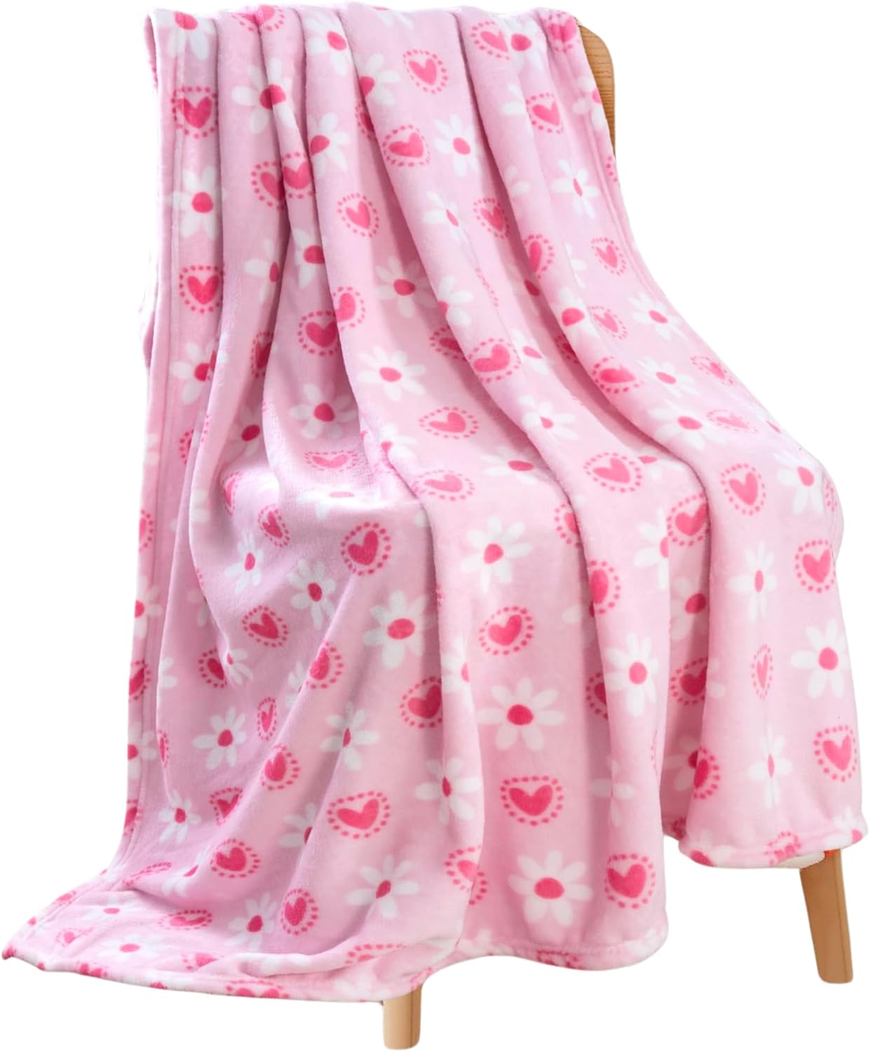 Luxe Pink Throw Pillow — 50x60 — Daisy Hearts