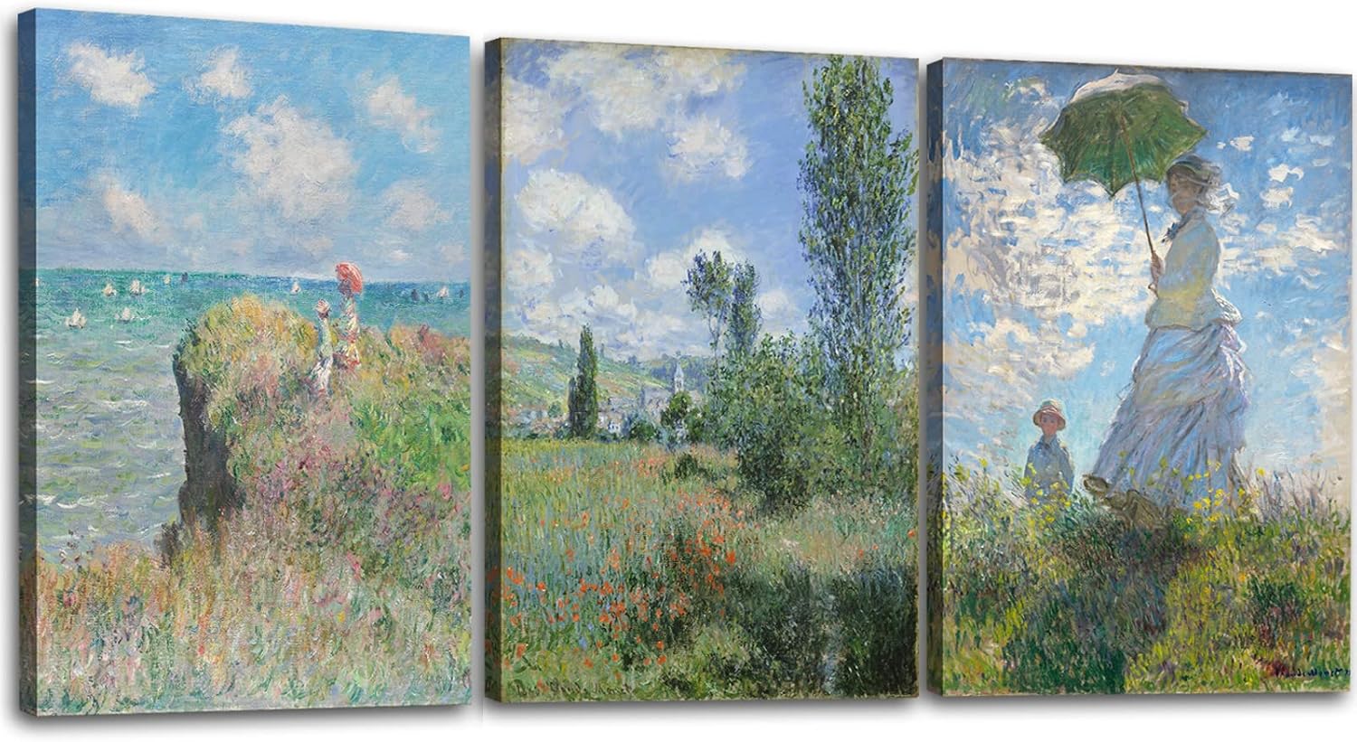 Framed Blue Wall Art — 12" — 16x24inches*3pcs