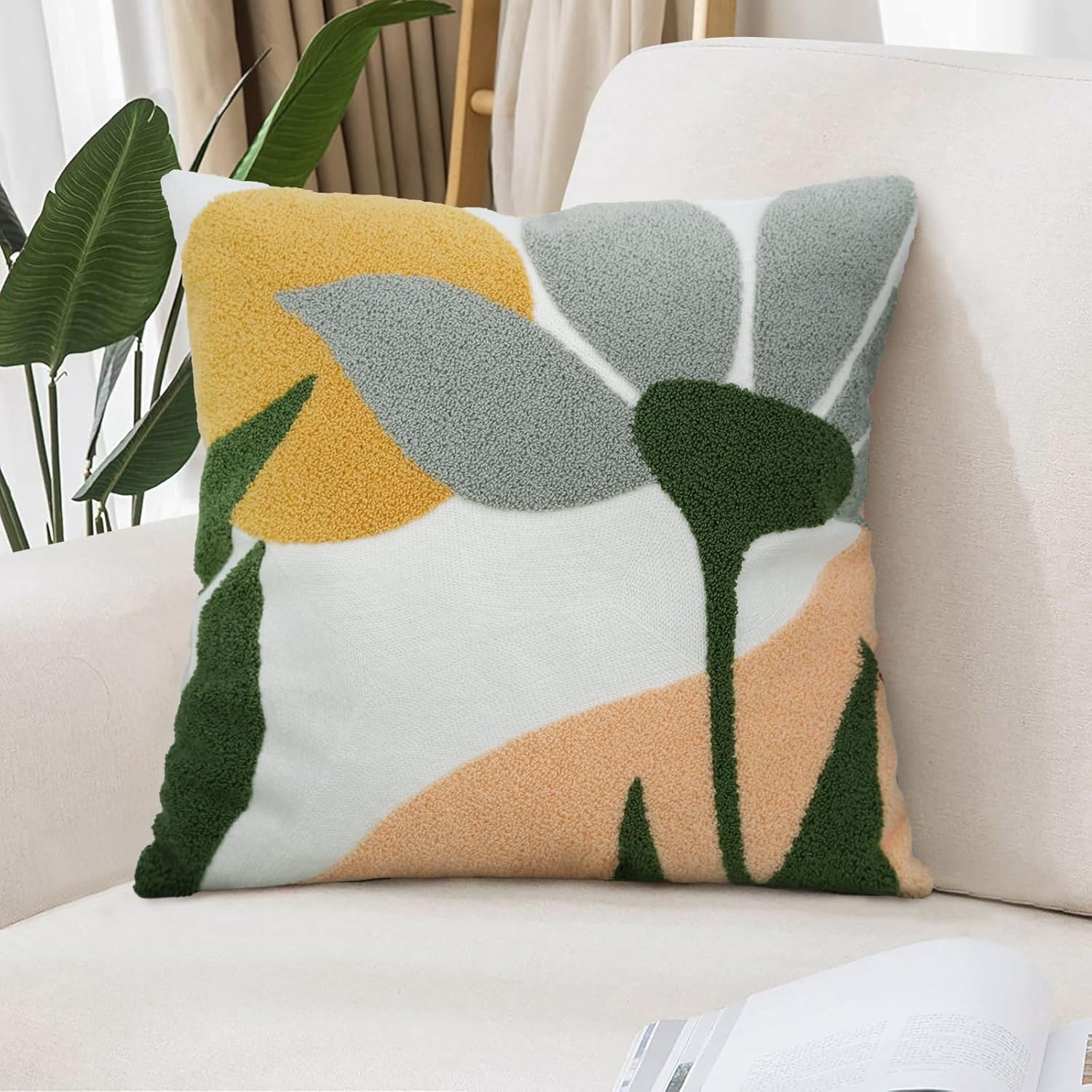 Embroidered Boho Orange Throw Pillow Cover — 20" — Style I