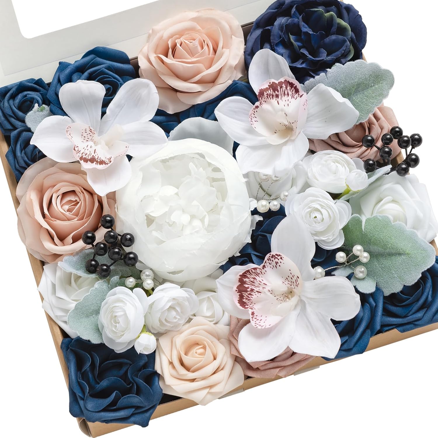 Luxe Beige Artificial Plant — Pk-dusty Rose & Navy & White