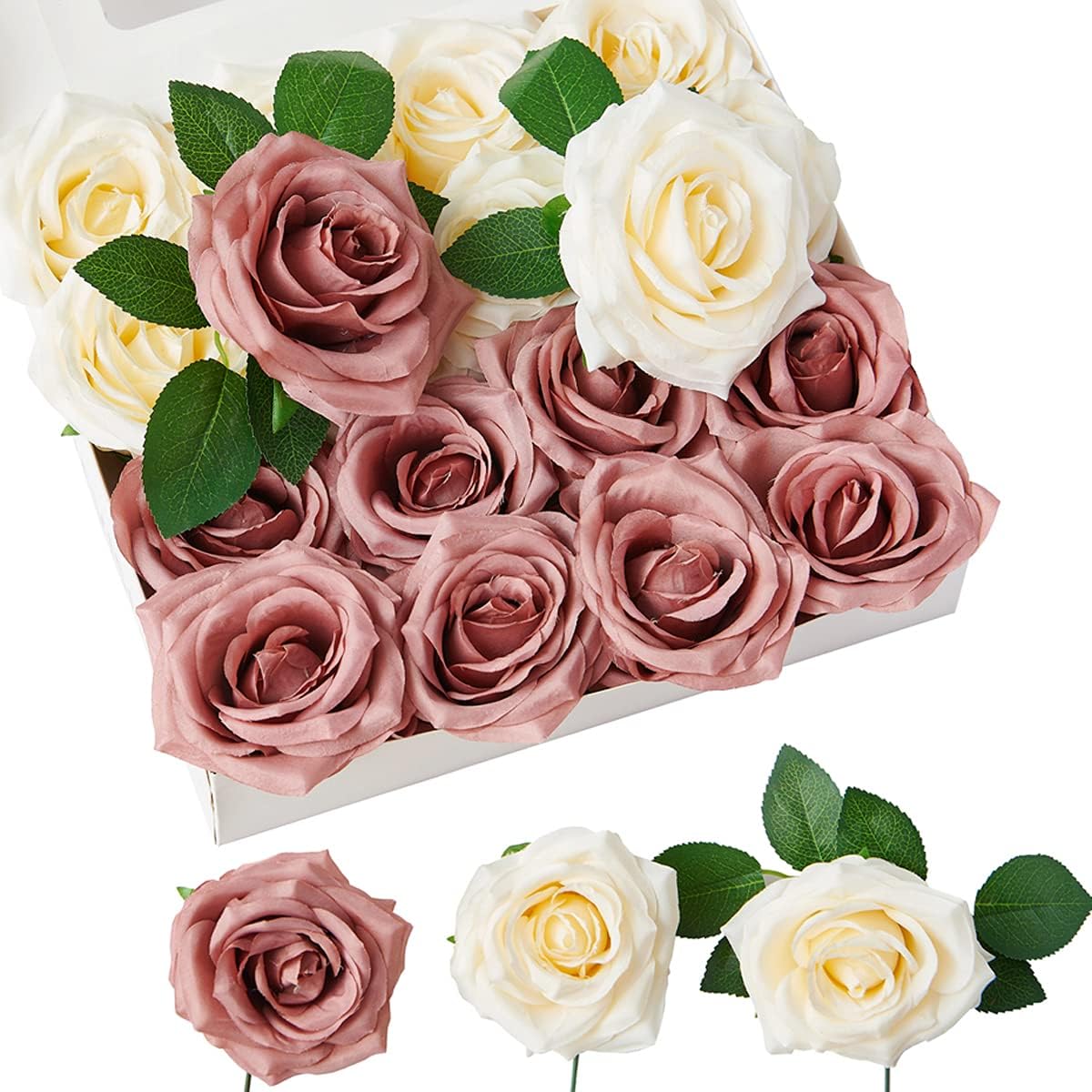 Black Artificial Flowers — Ivory & Dusty Rose