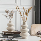 Round Boho Beige Flower Vase — Set of 2 - View 6