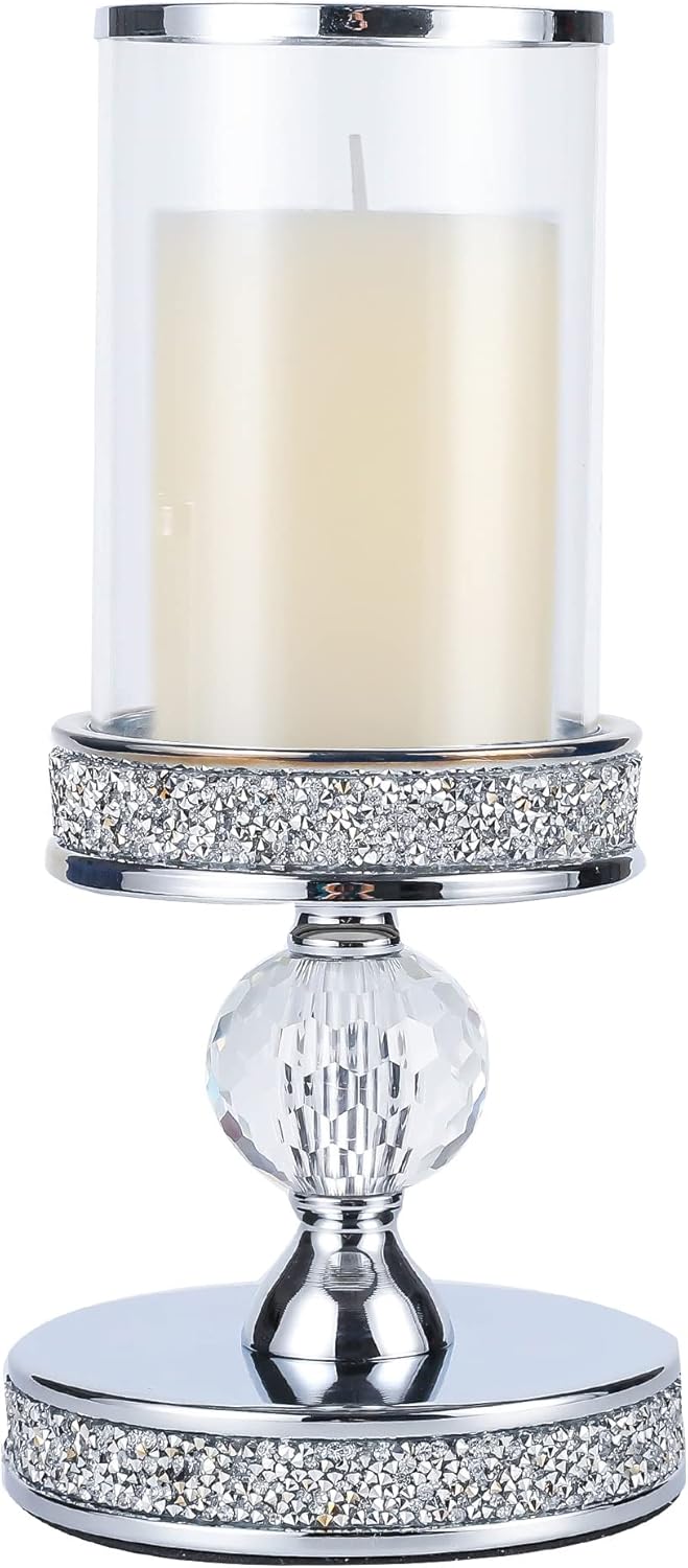 Luxe Glass Pillar Candle — 1 crystal ball