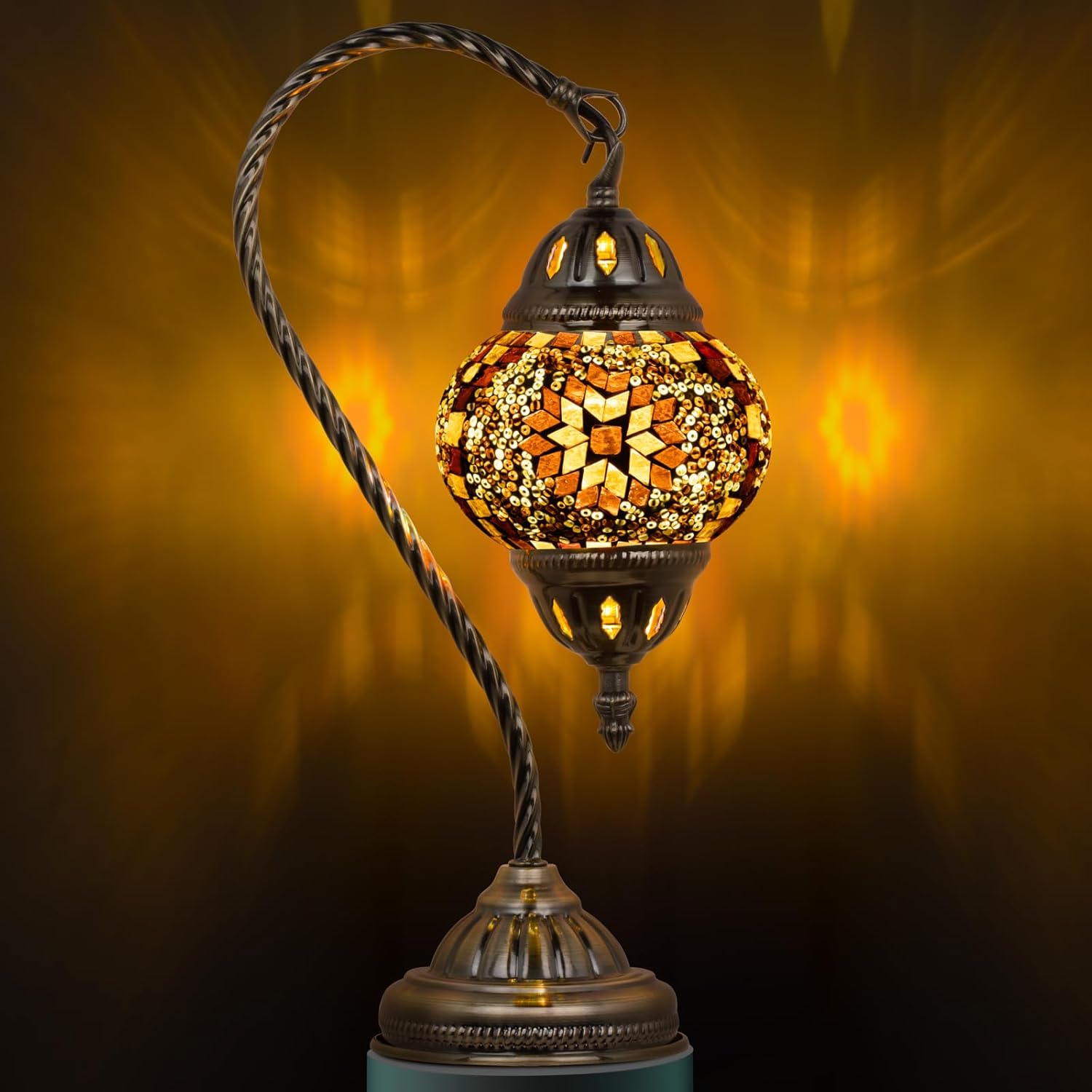 Vintage Blue Table Lamp — Yellow