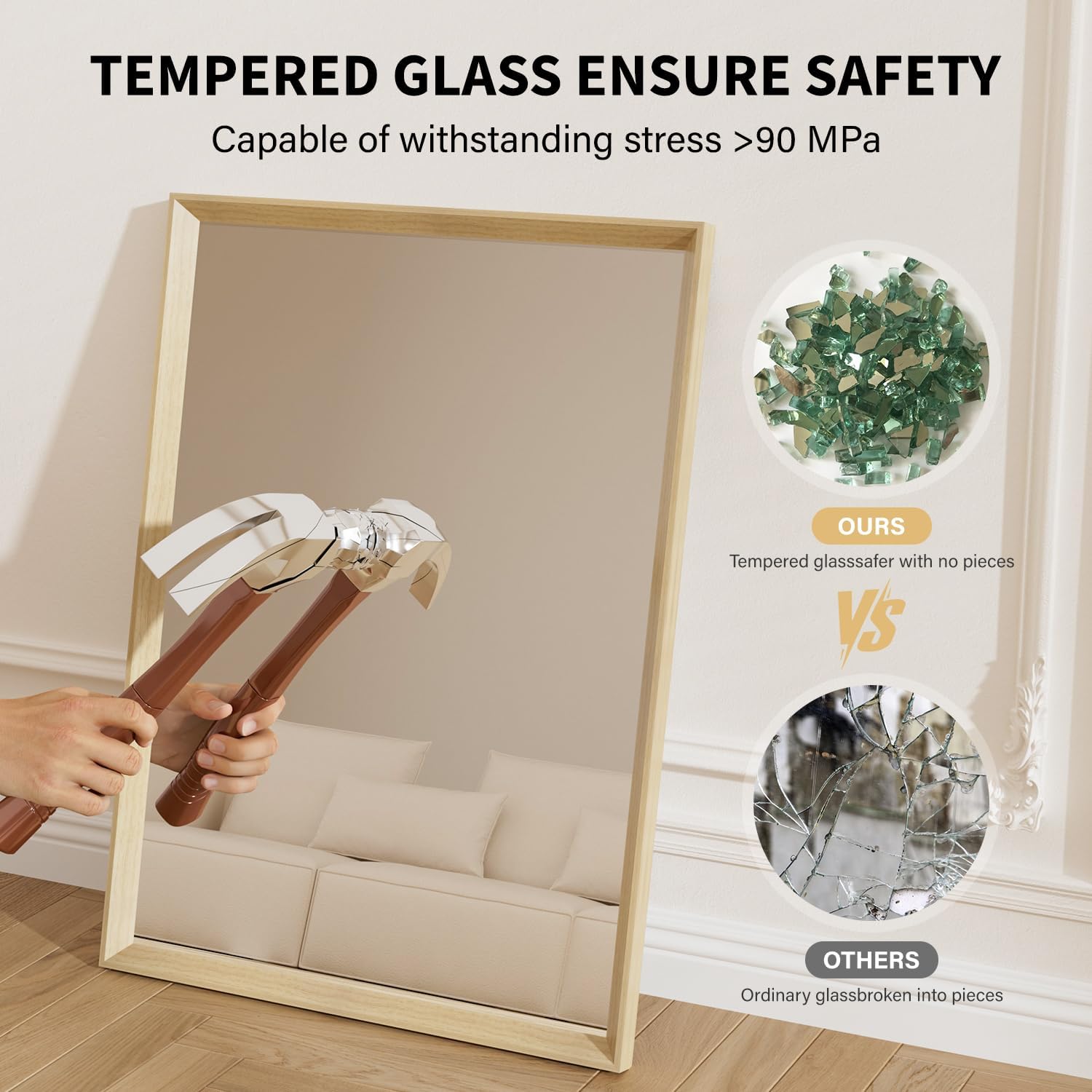 Framed Farmhouse Gold Wall Mirror — 30" - View 8