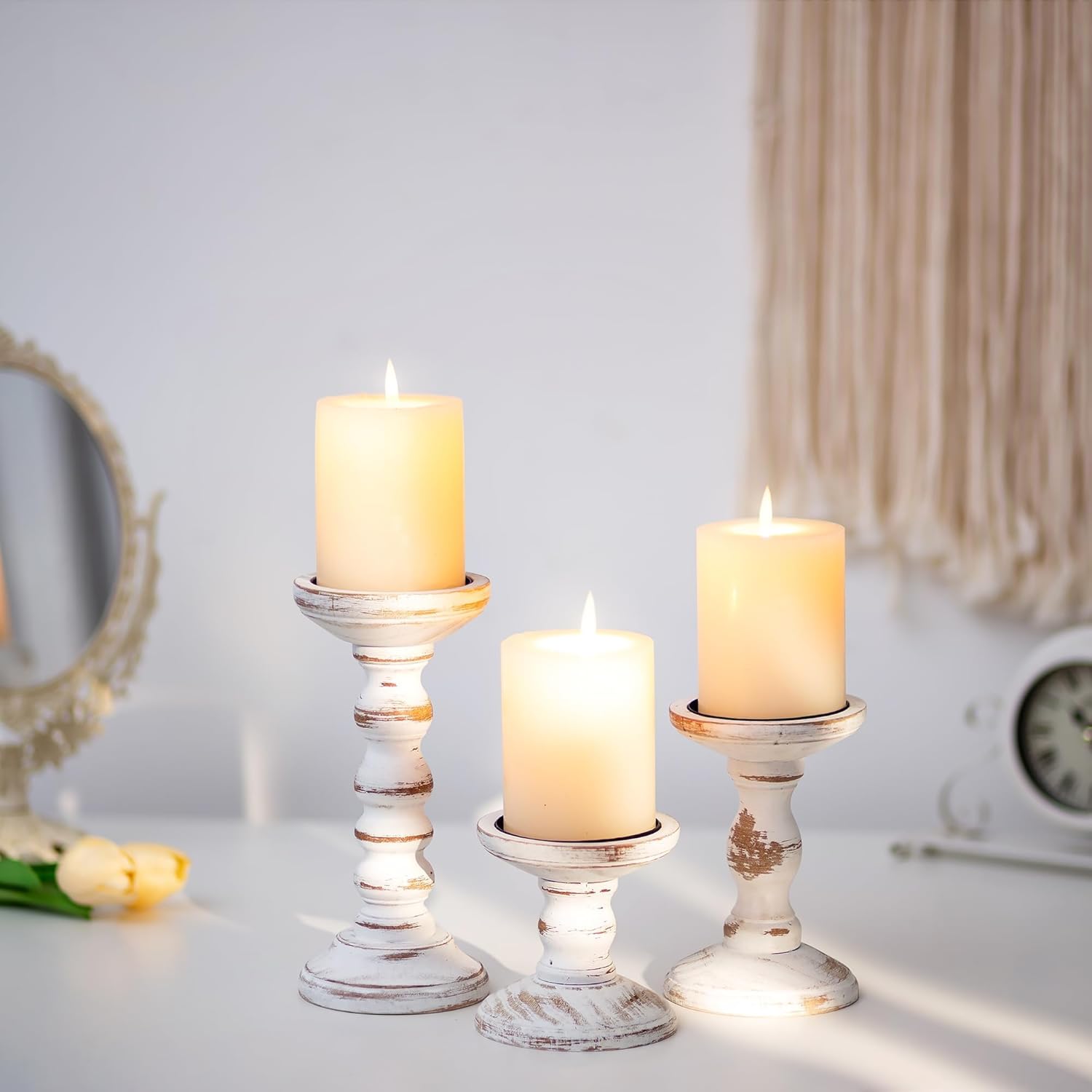 Farmhouse Brown Pillar Candle — 3.9" - View 9