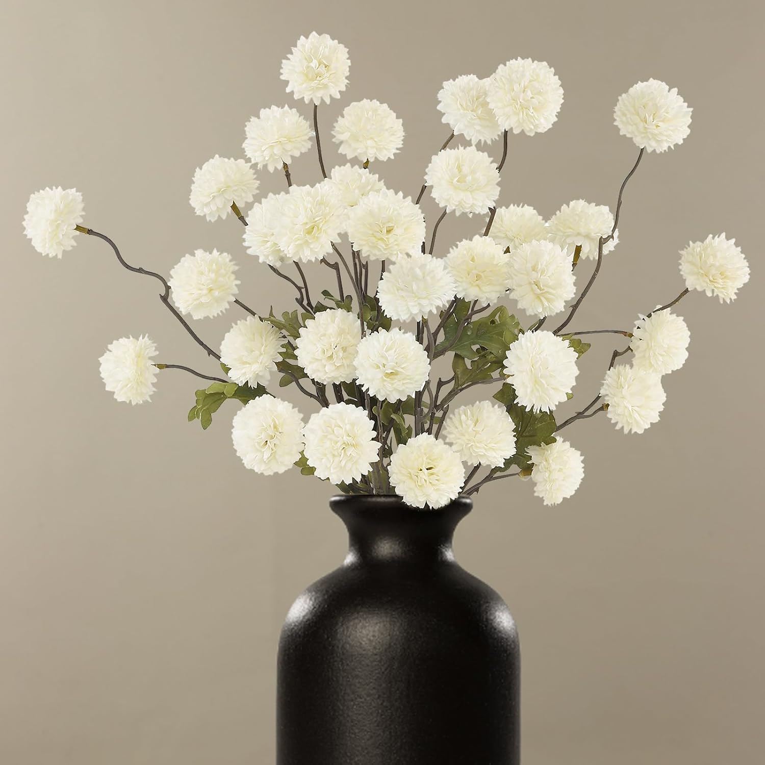 Beige Artificial Flowers — 6pcs