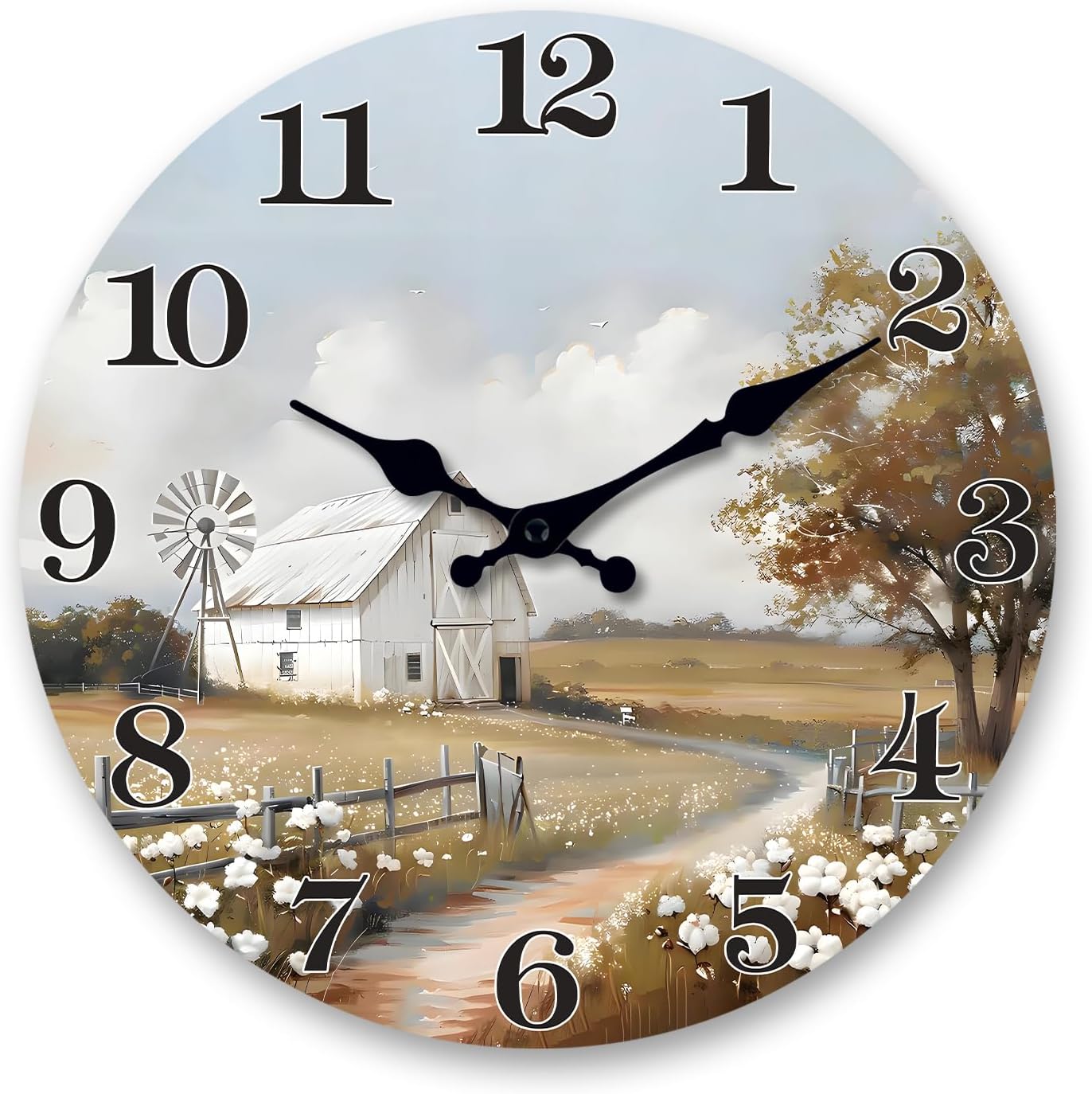 Battery Operated Farmhouse Beige Wall Clock — 16" — 24 Inch