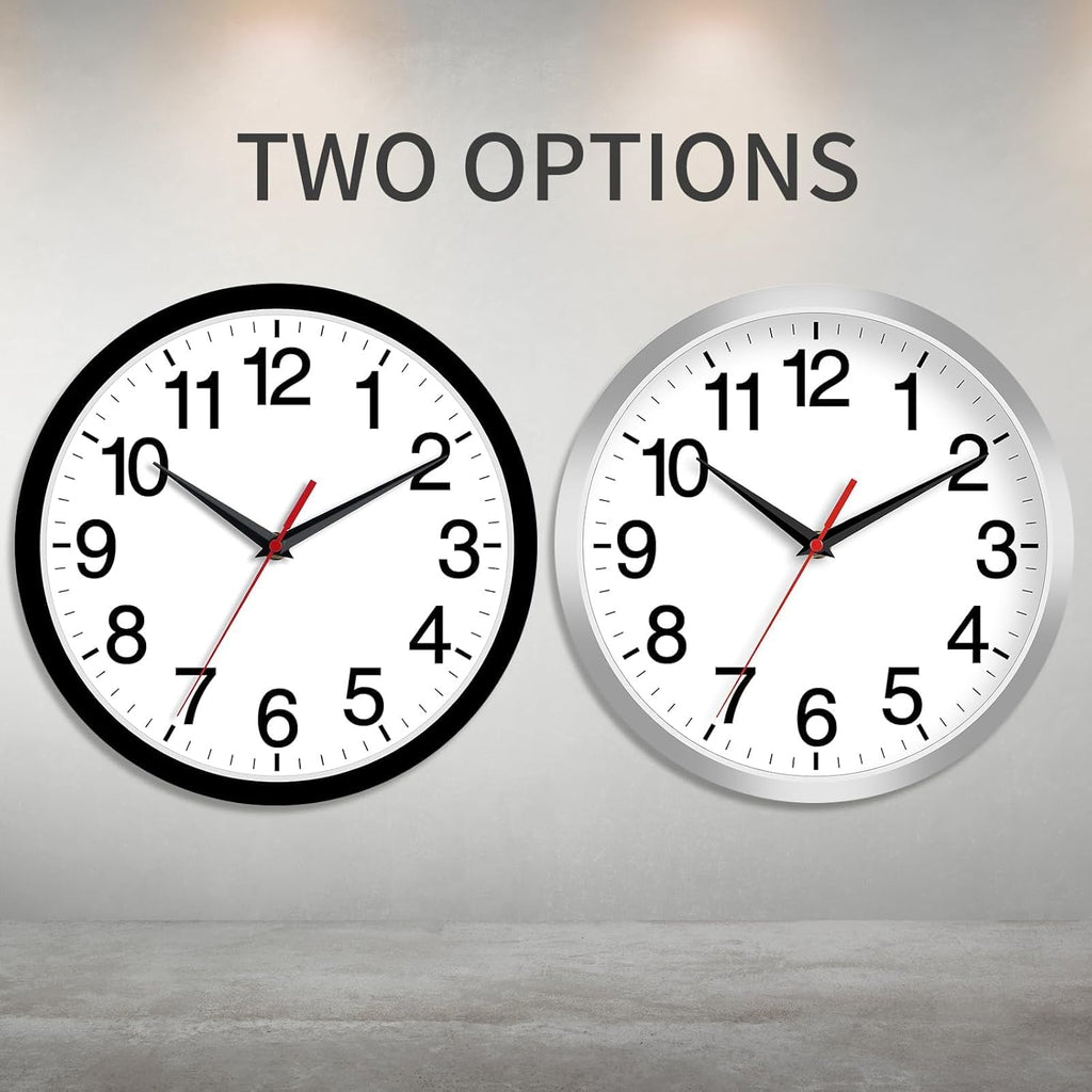 Battery Operated Modern Black Wall Clock — 8" - View 2
