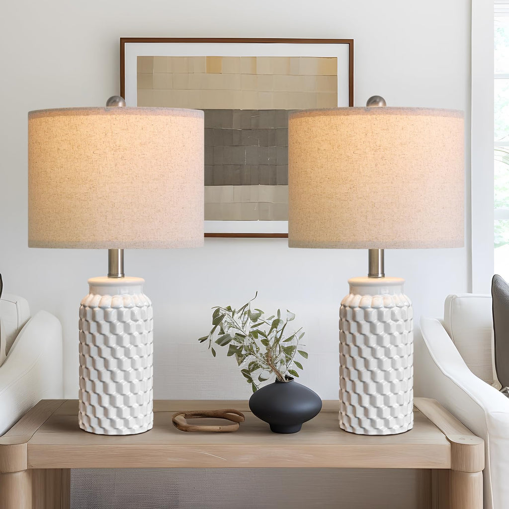 Farmhouse Beige Bedside Lamp — 20.5"