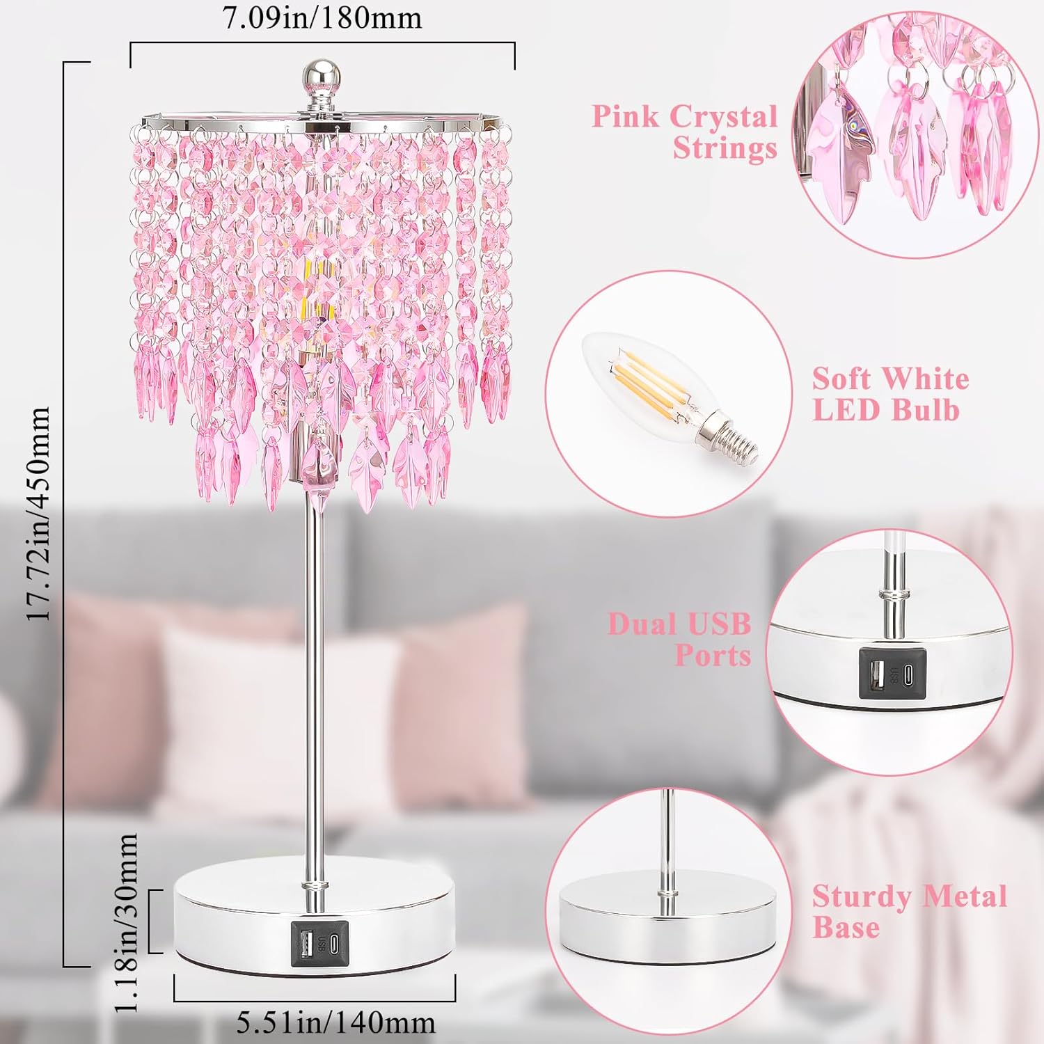 Dimmable Luxe Gold Bedside Lamp - View 3