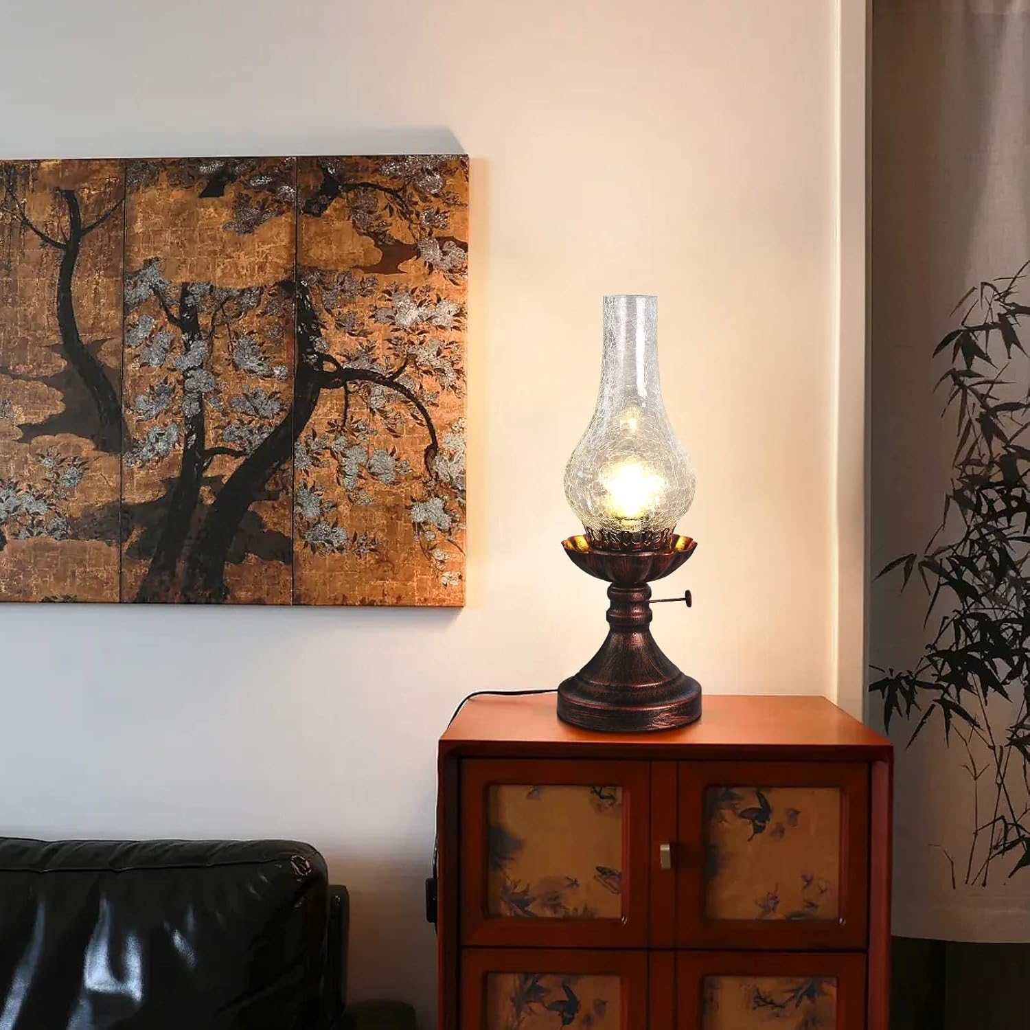 Vintage Farmhouse Orange Bedside Lamp - View 4