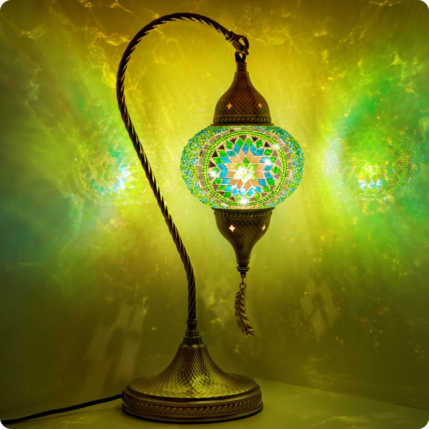 Blue Bedside Lamp — 19" — Green2