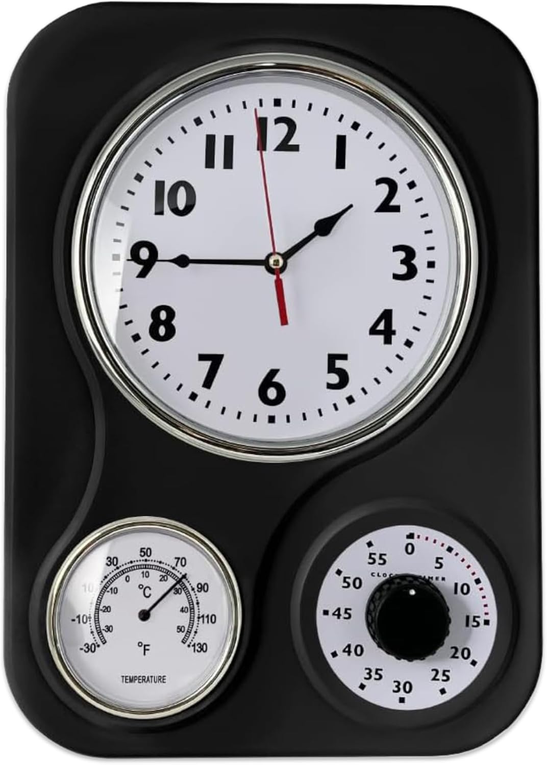 Vintage Mid-Century Black Wall Clock — 5" — Black