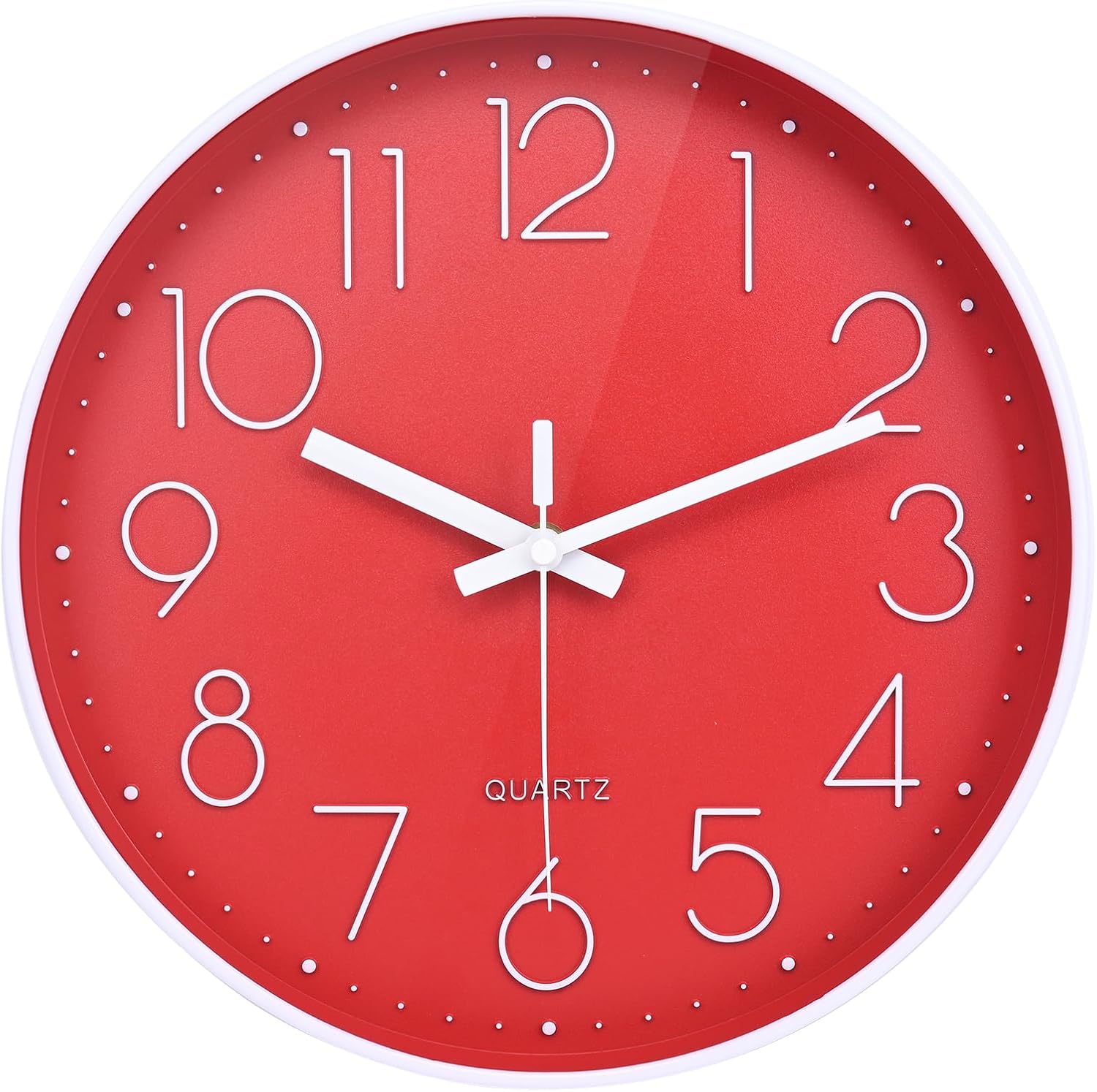 Battery Operated Modern Black Wall Clock — 16" — 12'' Red