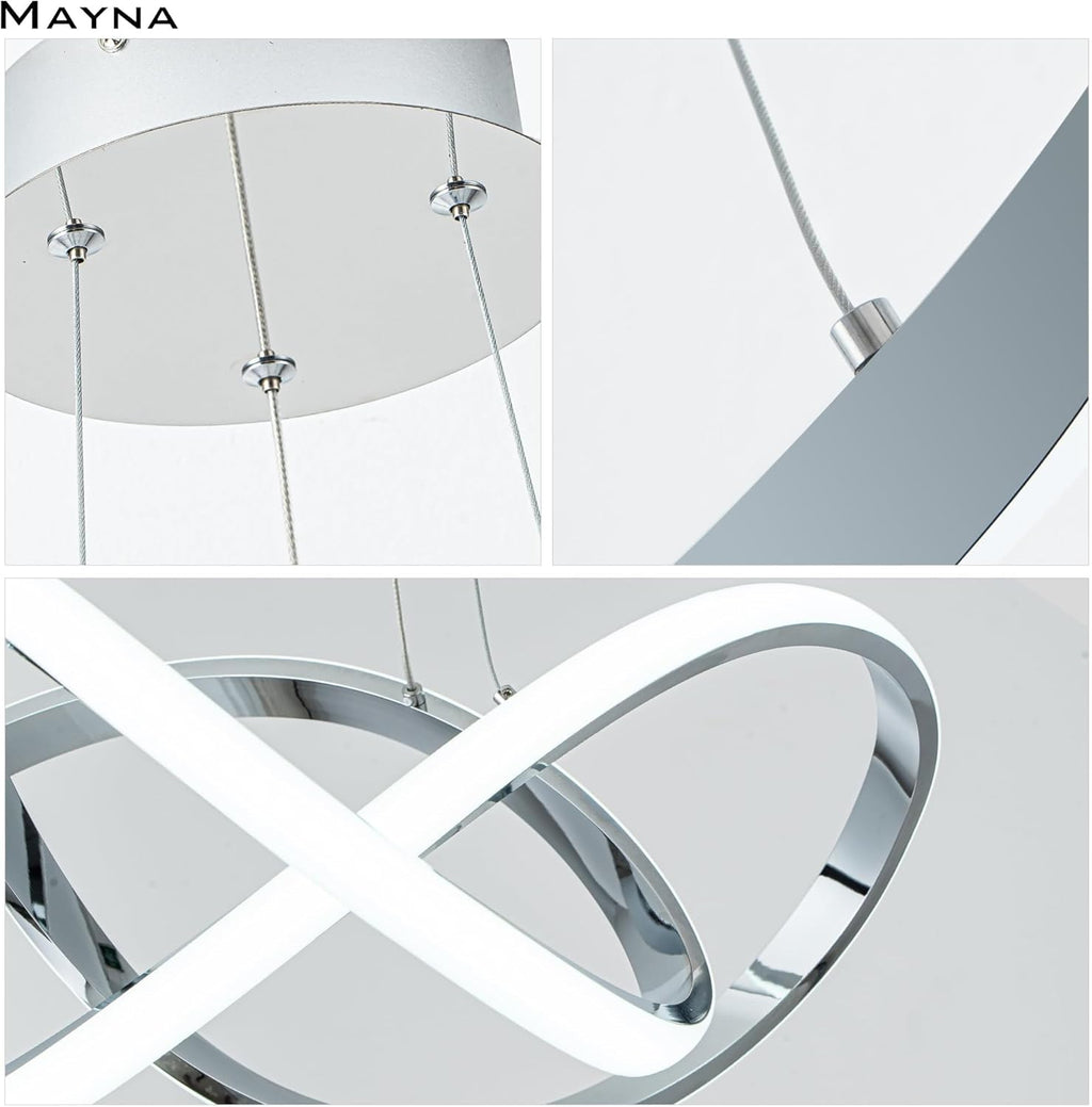 Dimmable Modern Black Chandelier — 7" - View 4