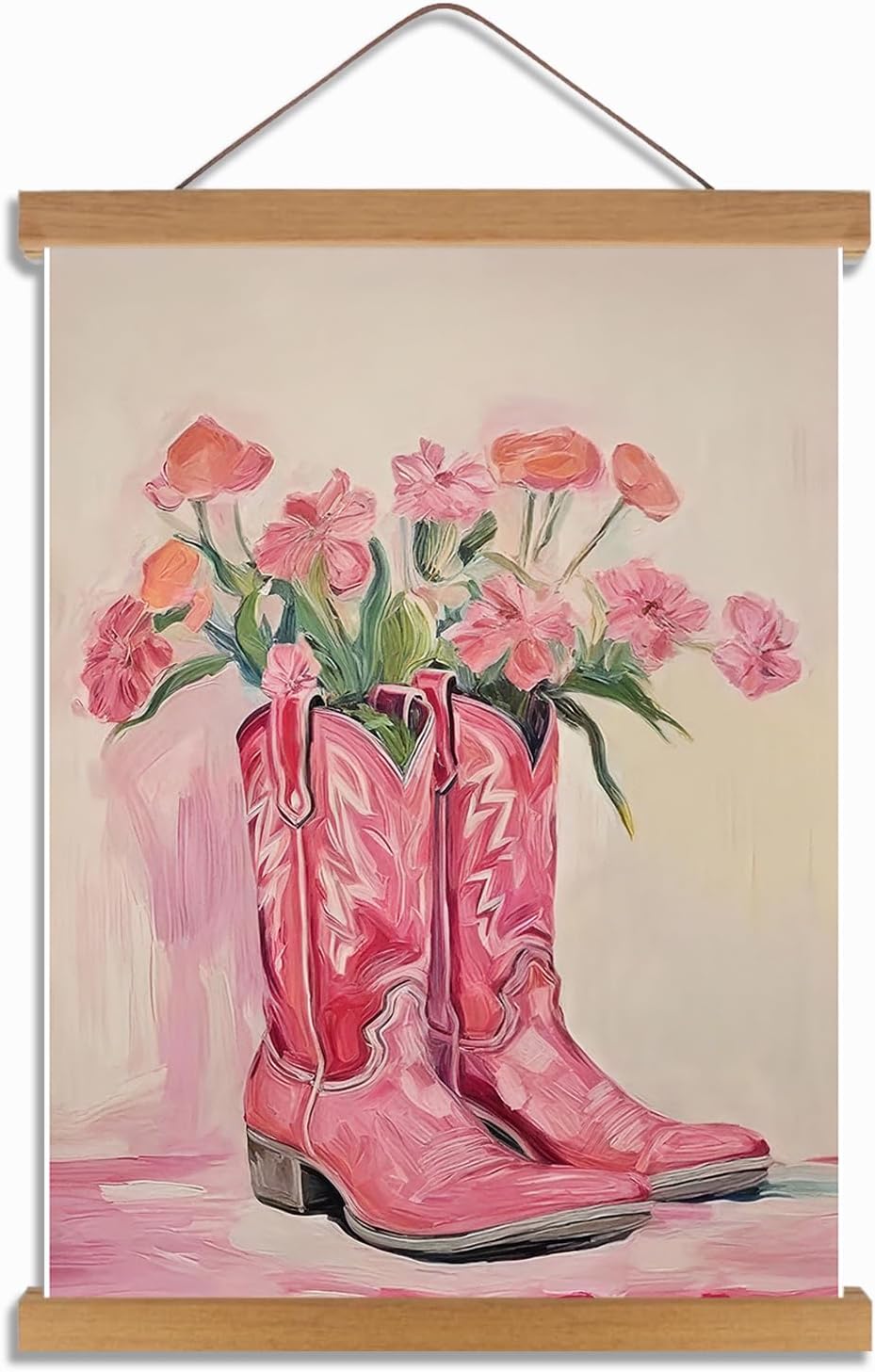 Unframed Farmhouse Black Wall Decor — 10" — pink boots
