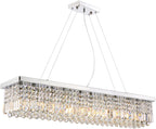 Rectangular Luxe Silver Chandelier — 6-Light — Chrome-hanging