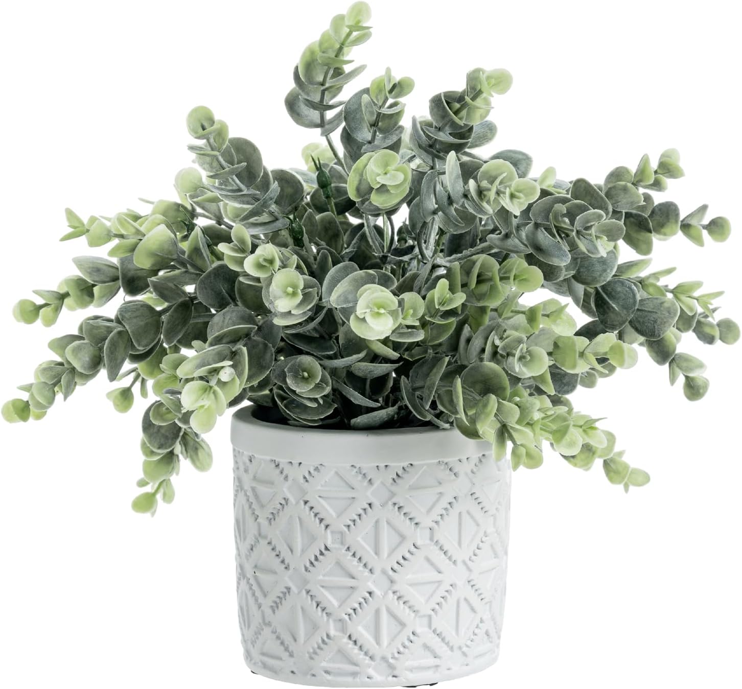 Round Modern Black Artificial Plant — White