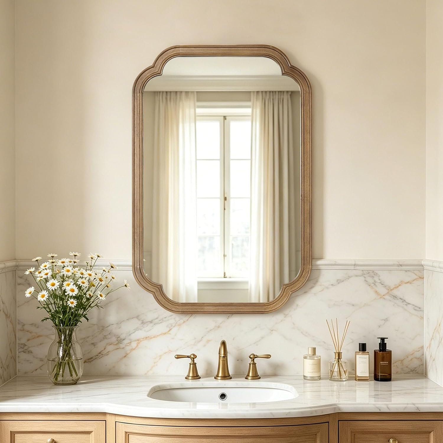 Farmhouse Beige Wall Mirror — 36" — Honey a