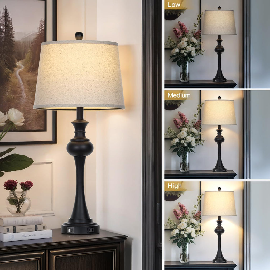 Dimmable Modern Black Bedside Lamp — 28.75" - View 4
