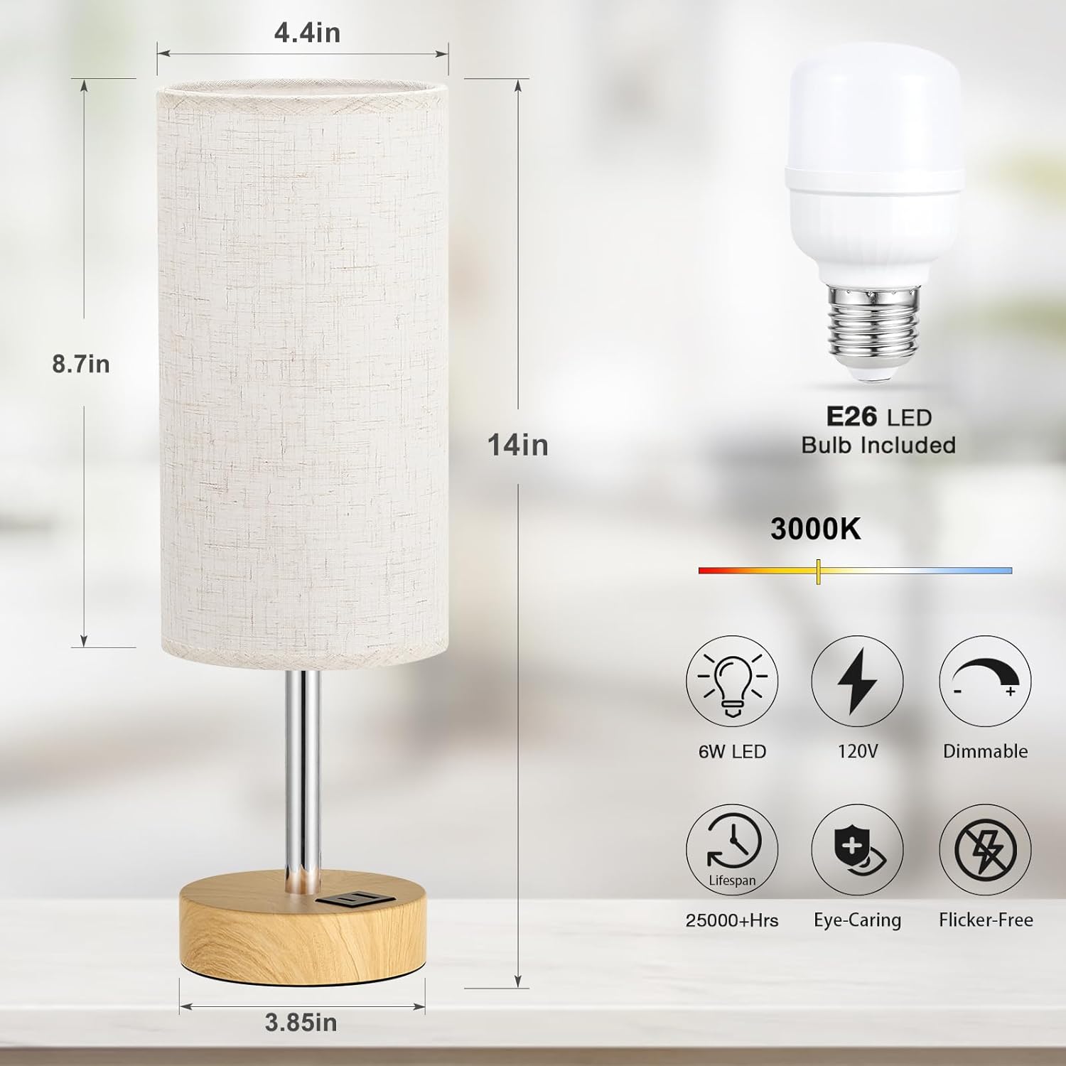 Dimmable Beige Desk Lamp — 14" - View 5