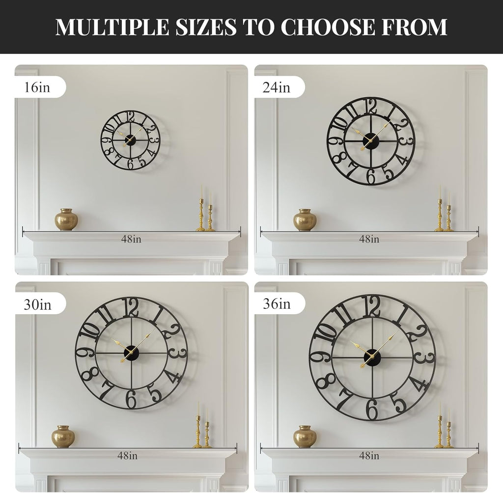 Battery-Operated Modern Black Wall Clock — 30" - View 6