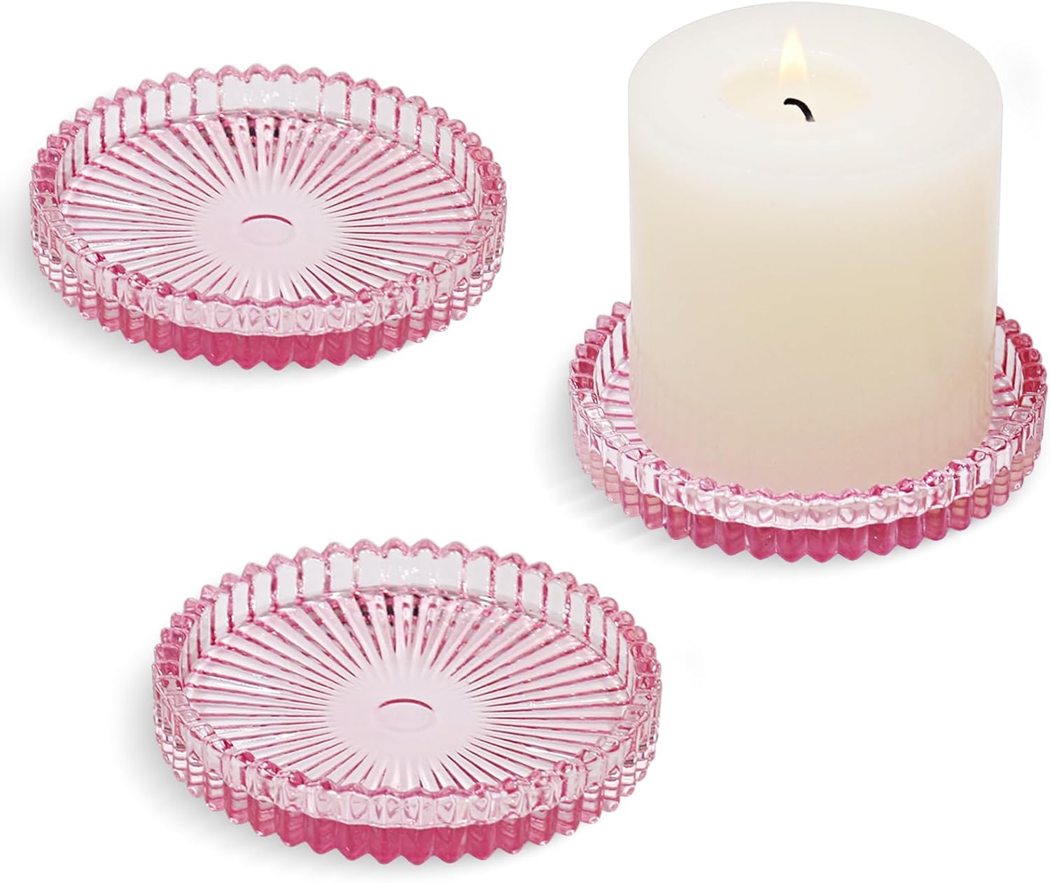 Blue Pillar Candle — 4" — Pink