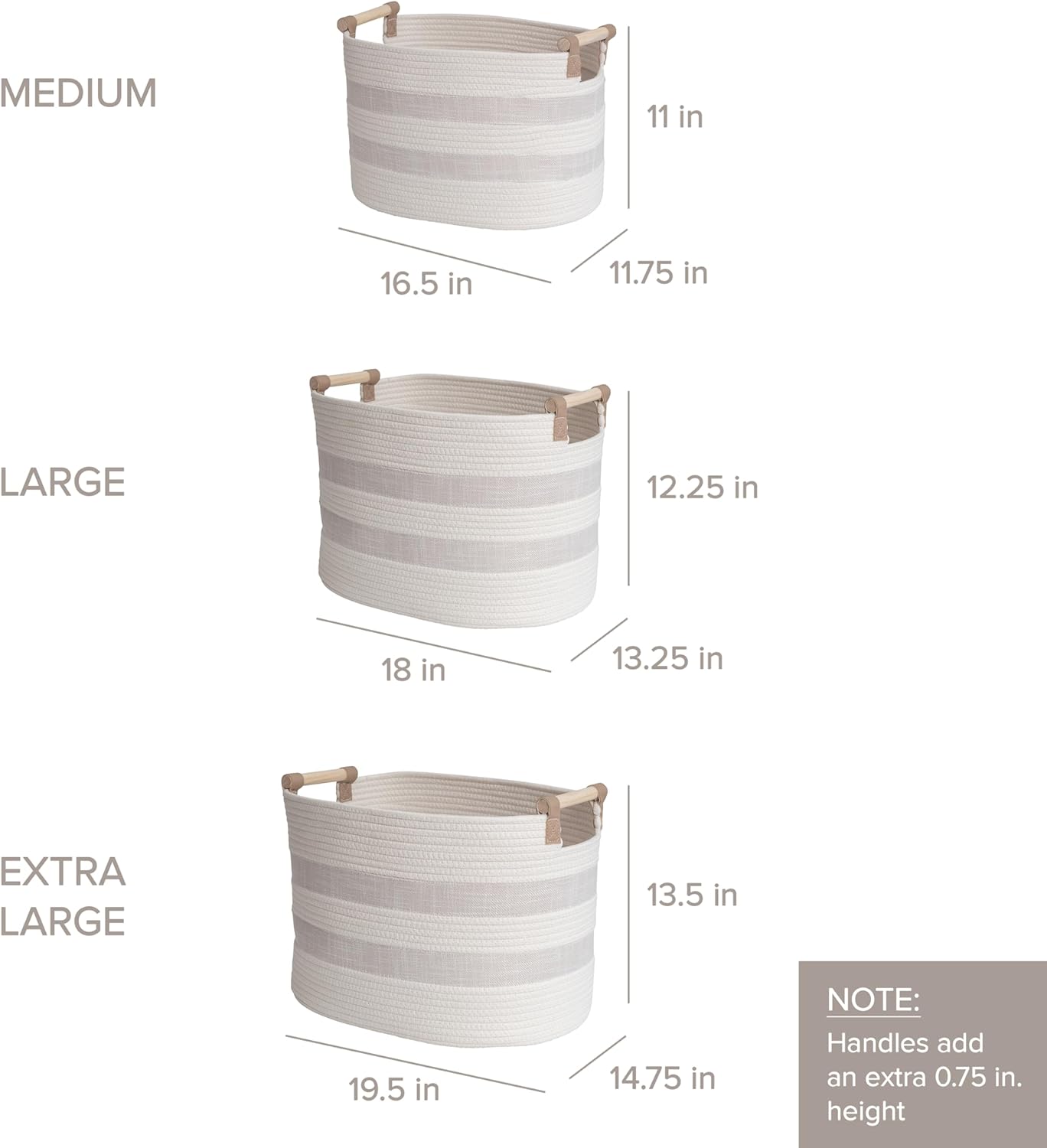 Linen Boho Beige Storage Basket — Set of 3 - View 5