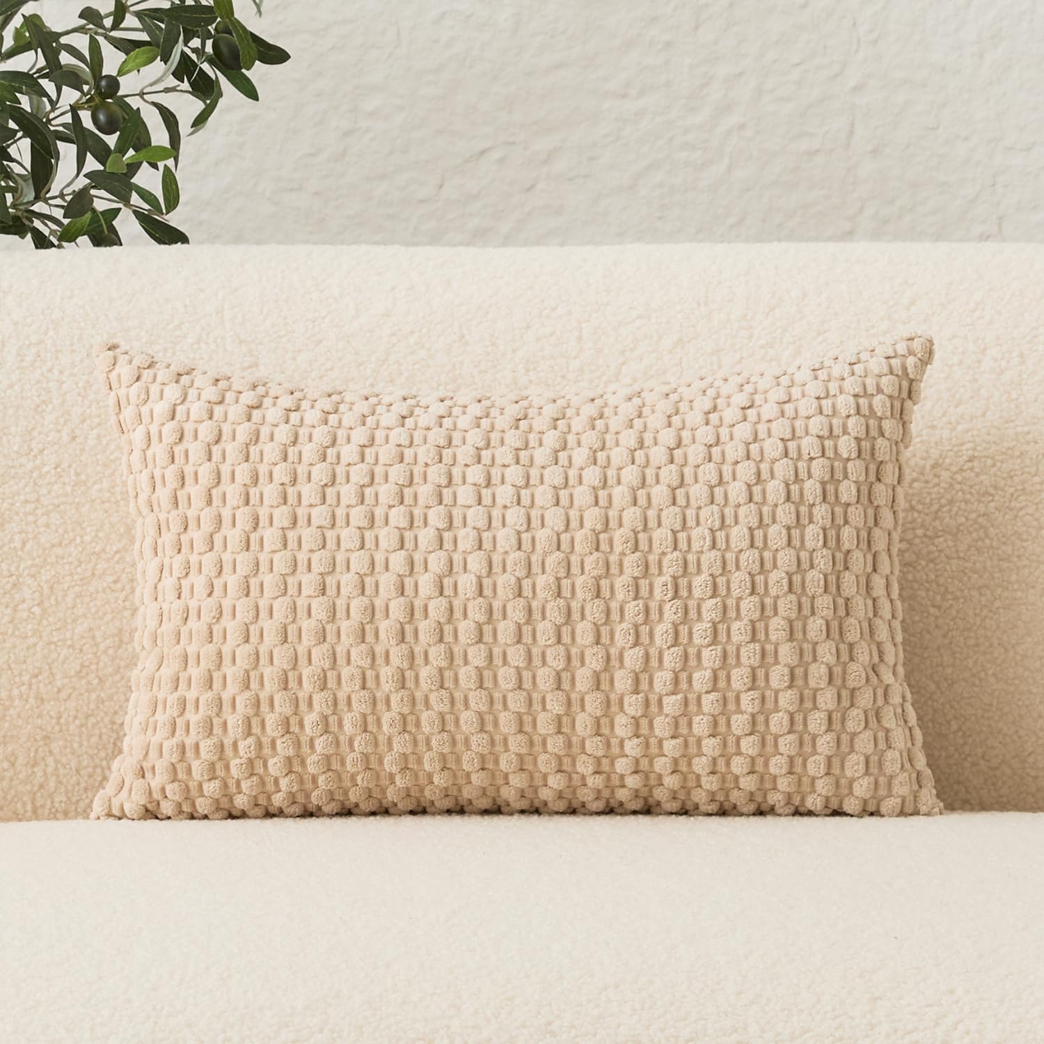 Lumbar Boho Beige Pillow Cover — 24" - View 4