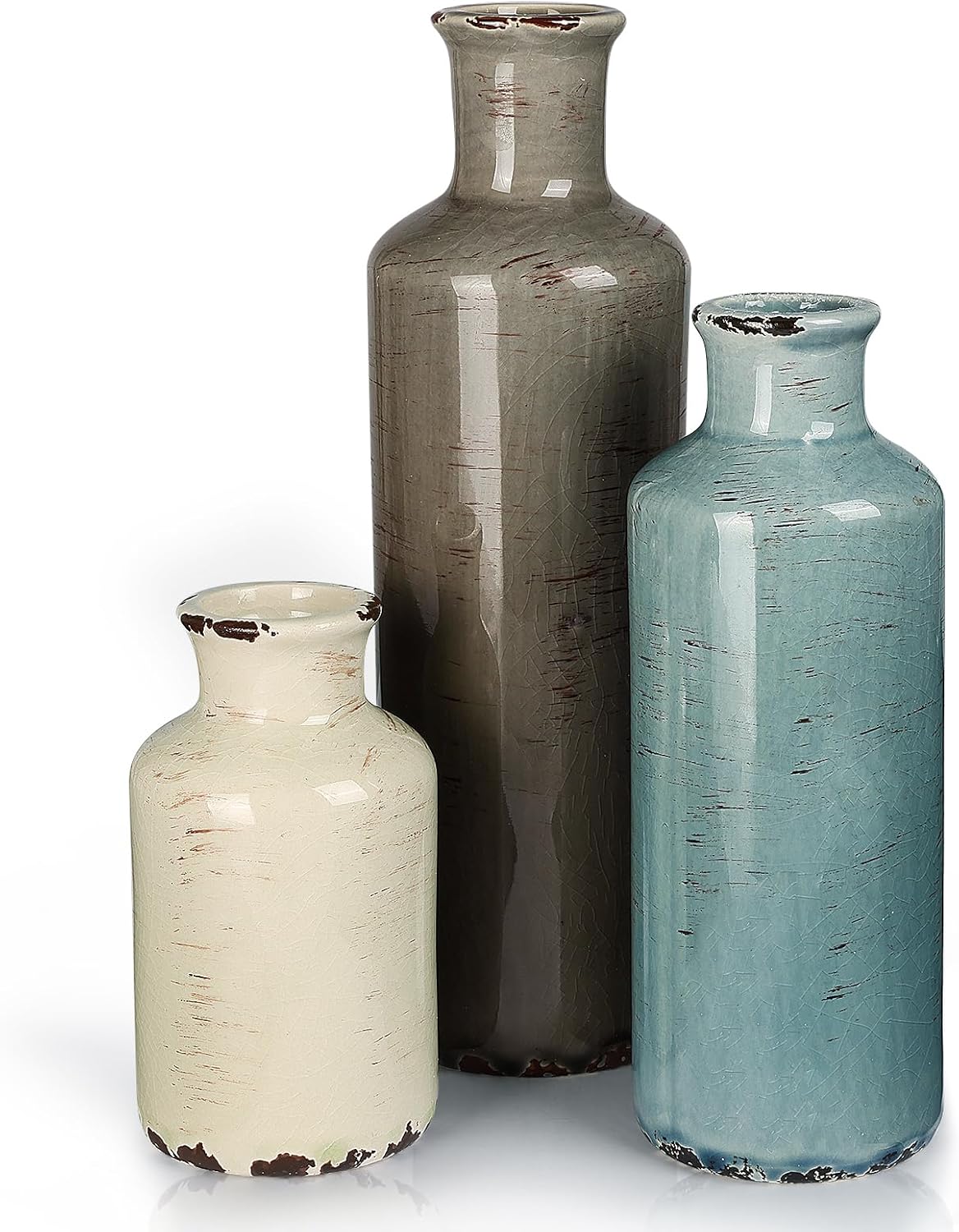 Farmhouse Beige Decorative Vase — Set of 5 — 3pcs-a-morandi