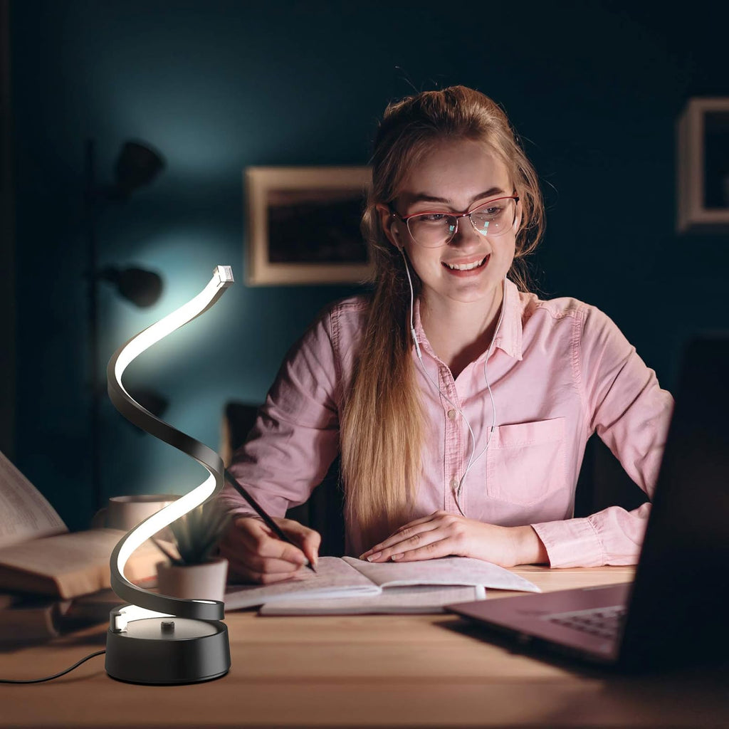 Dimmable Modern Black Bedside Lamp — 8" - View 3