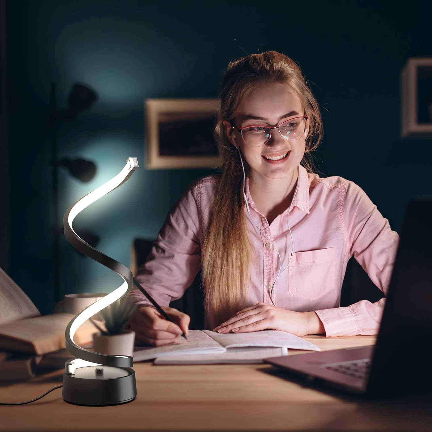 Dimmable Modern Black Bedside Lamp — 8" - View 3