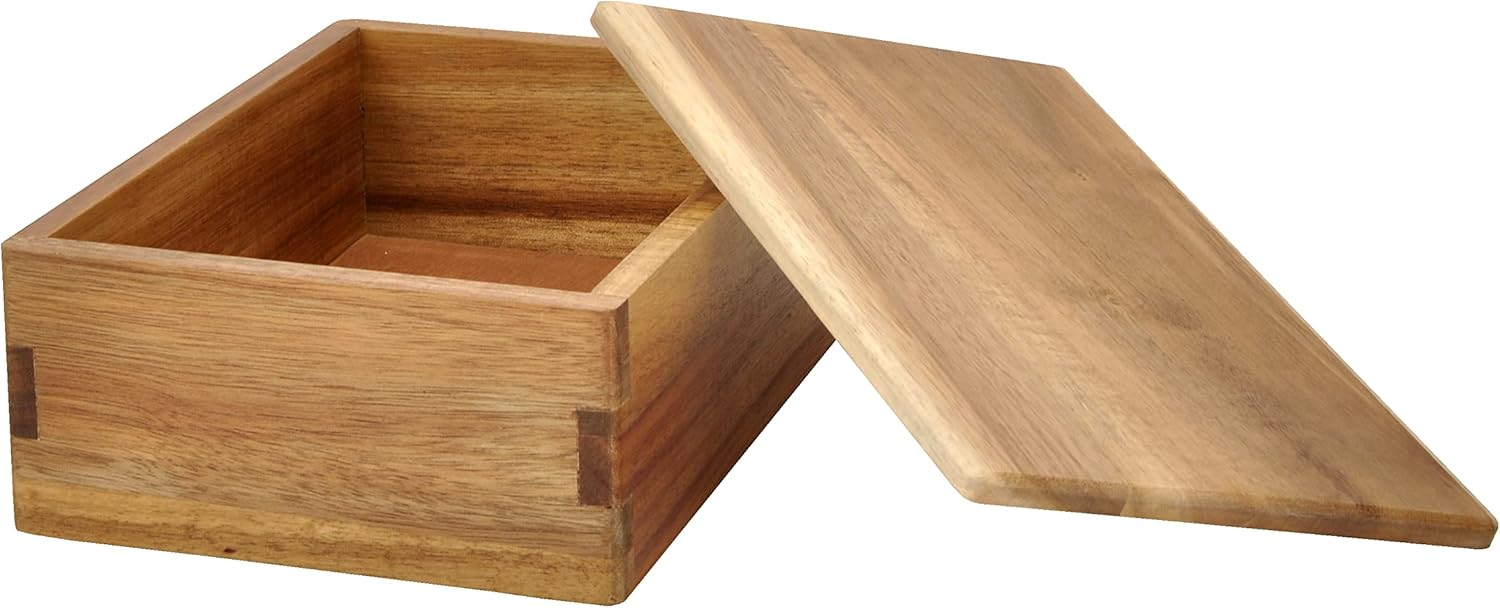 Farmhouse Wood Storage Basket — 3" — 8 x 6 x 3 inch