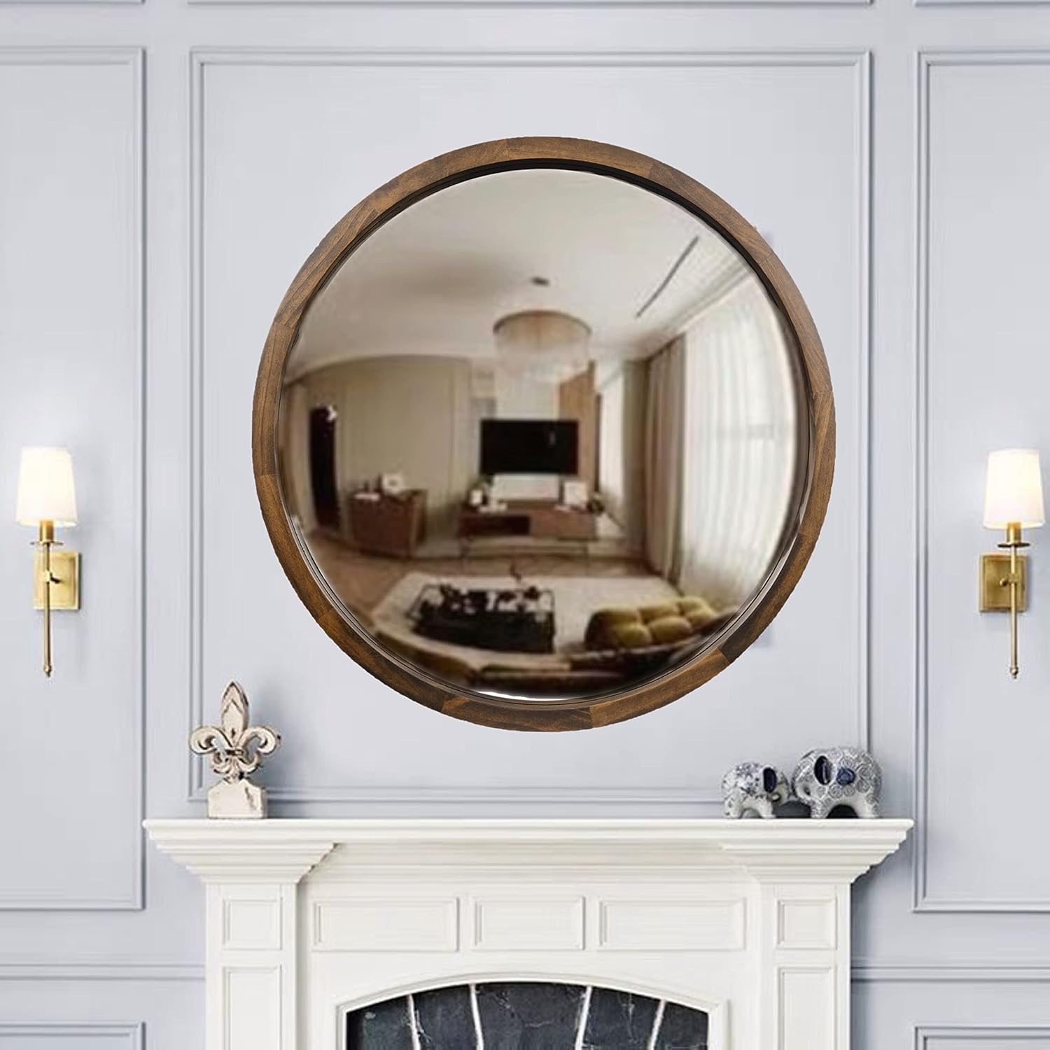 Round Wood Wall Mirror — 6" - View 5