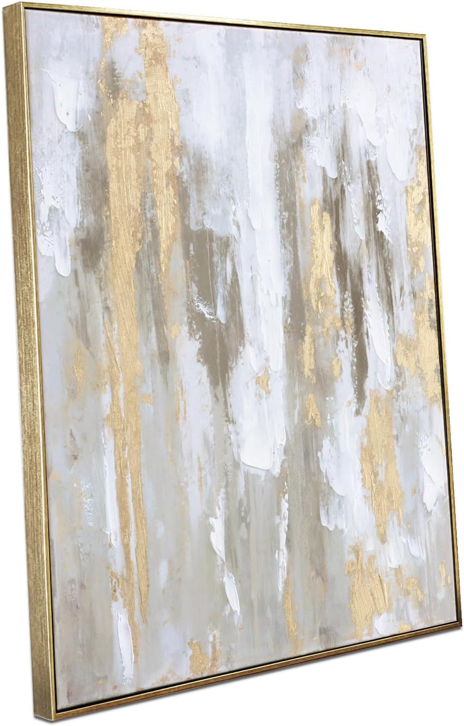 Framed Luxe Gold Canvas Wall Art — 16" — Gold & Gray 2