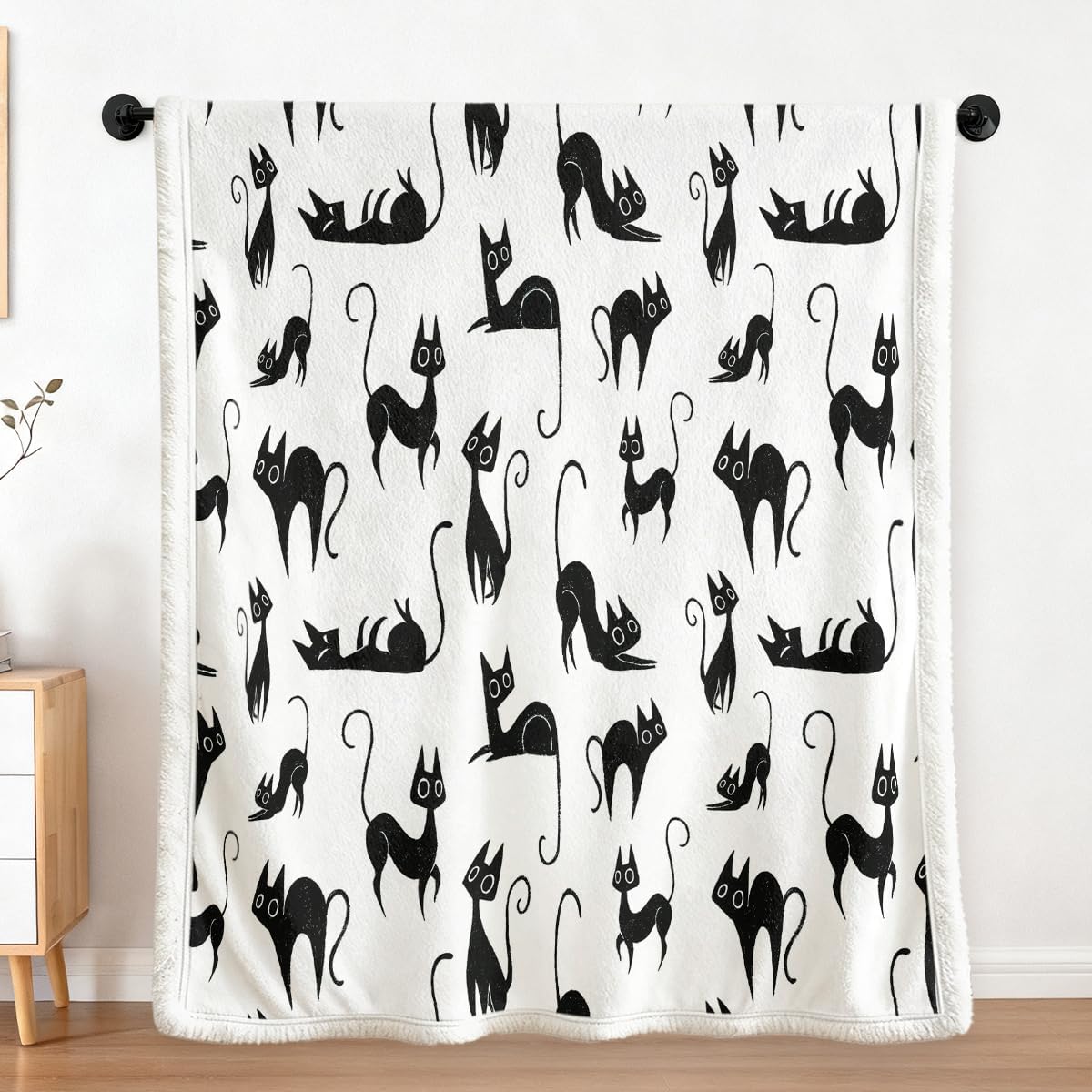 Modern Black Throw Pillow — 50" — Black Kitty