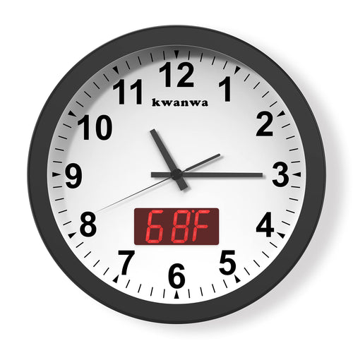 Adjustable Black Wall Clock — 12"