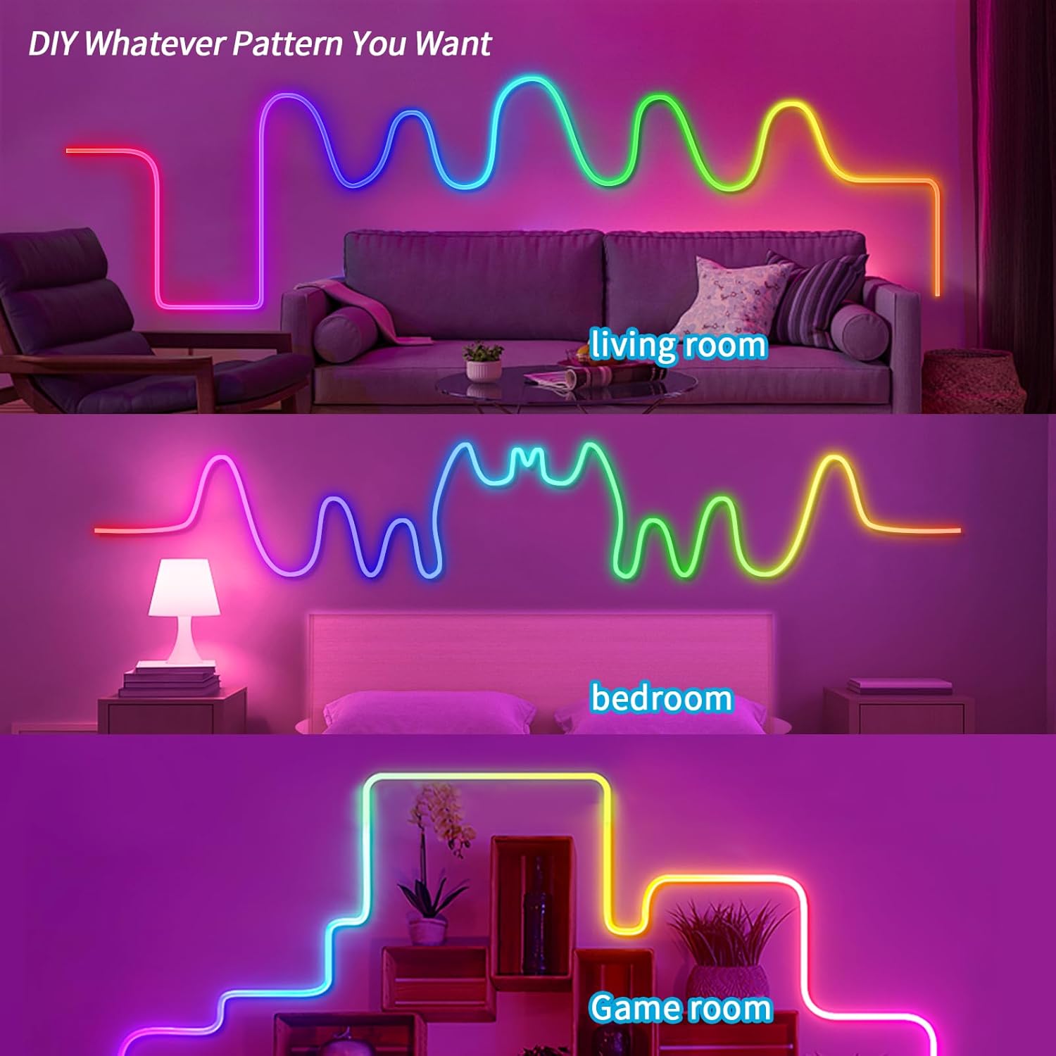 Color Changing Rattan LED Strip Light - View 4