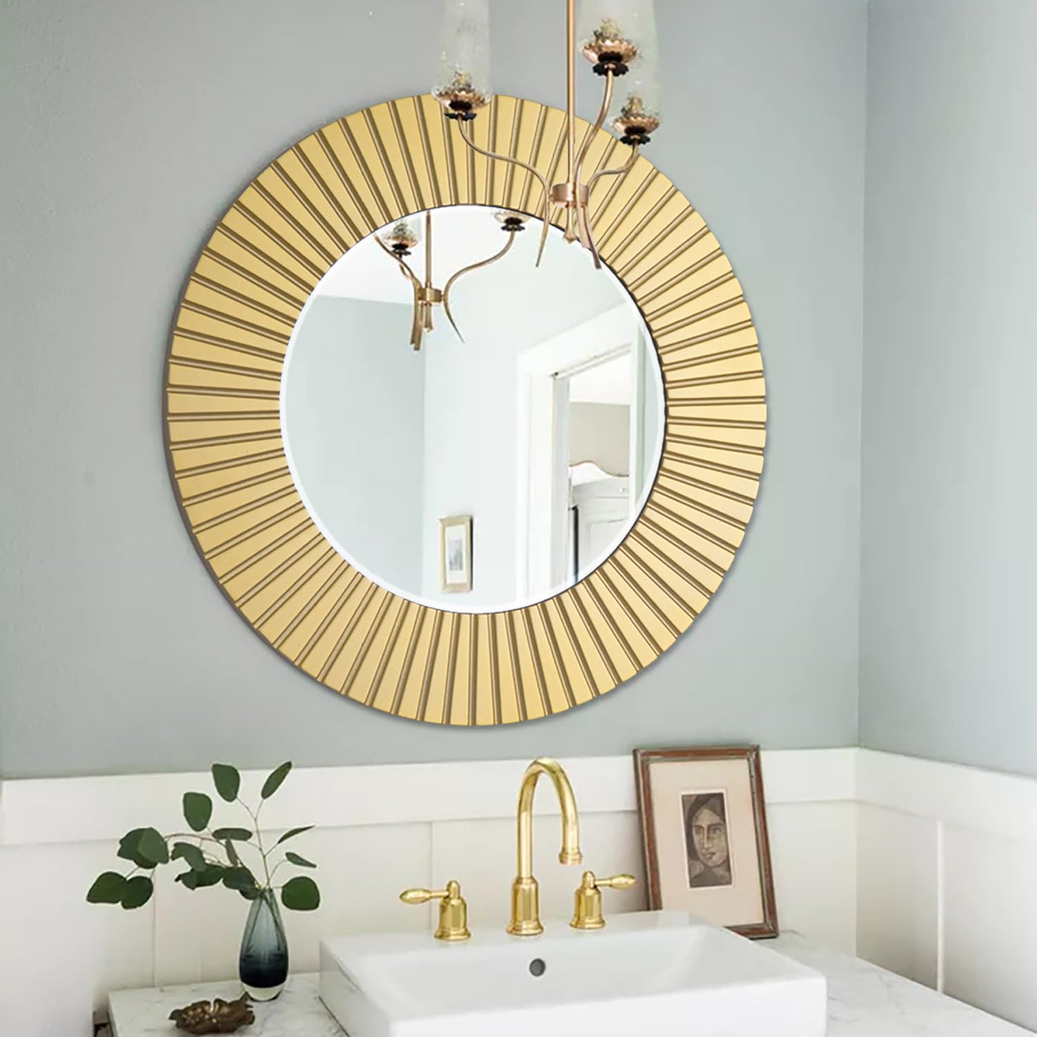 Round Luxe Black Wall Mirror — 30"