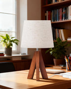 Linen Modern Beige Bedside Lamp — 6" - View 8