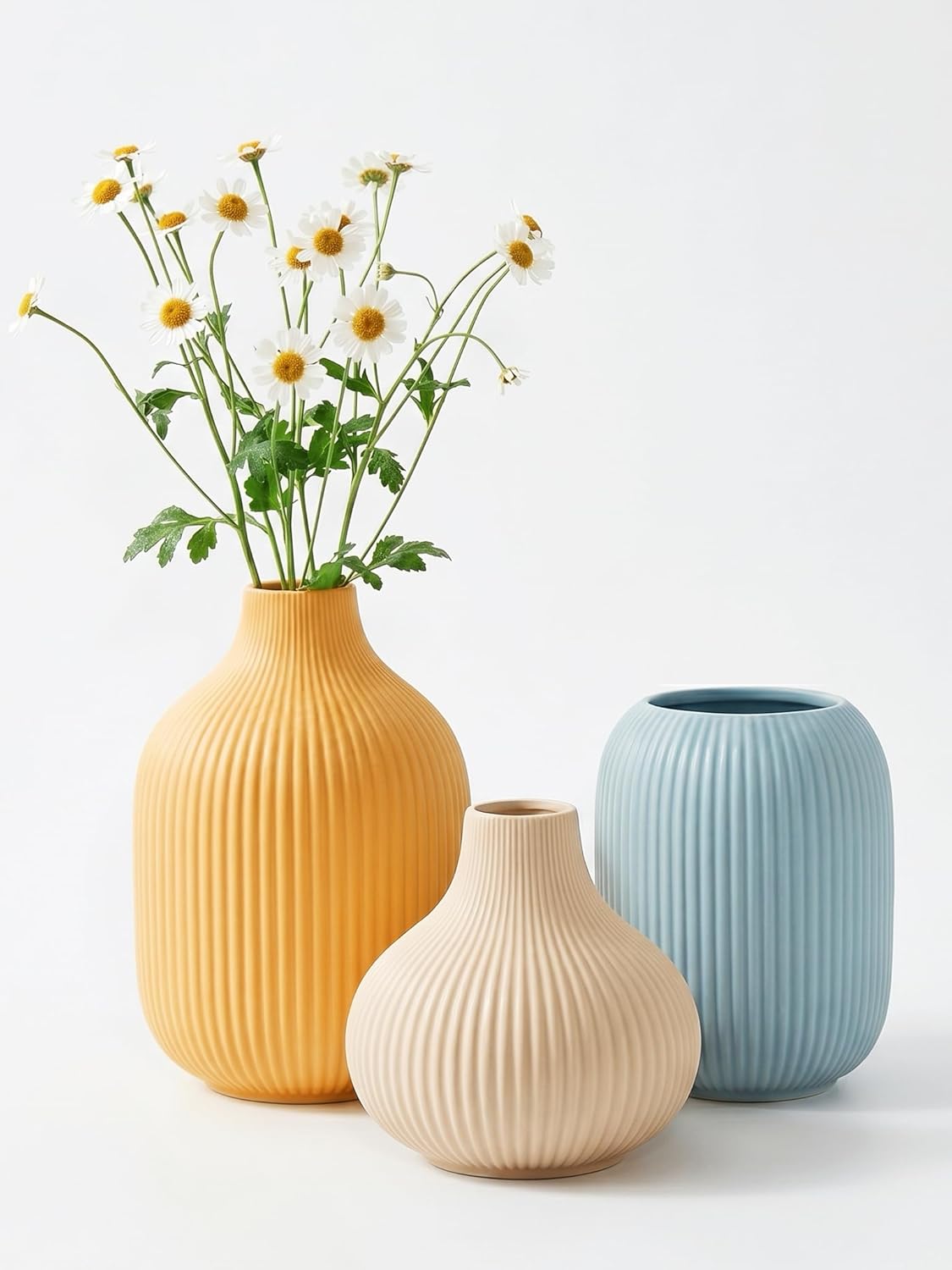 Modern Beige Flower Vase — Set of 3 — 3-piece-set
