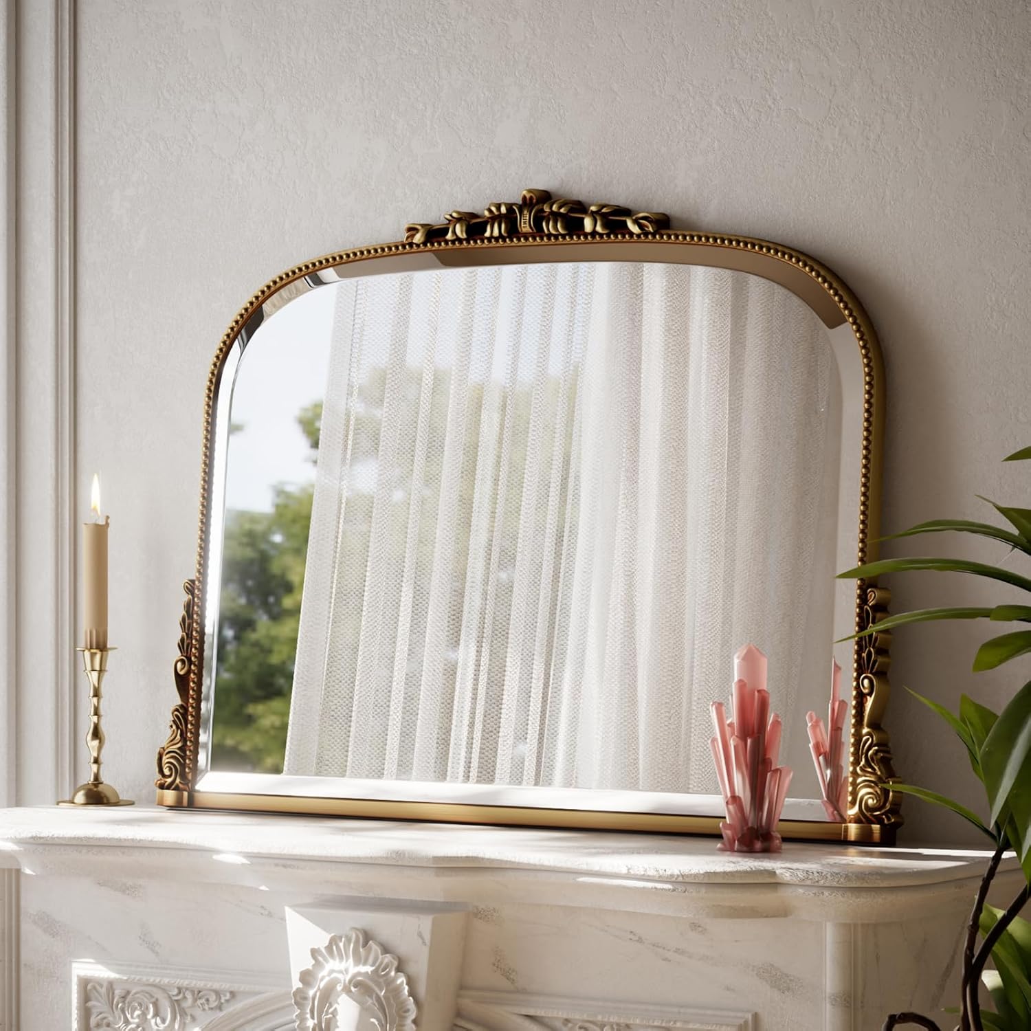 Round Luxe Gold Wall Mirror — 27" - View 2