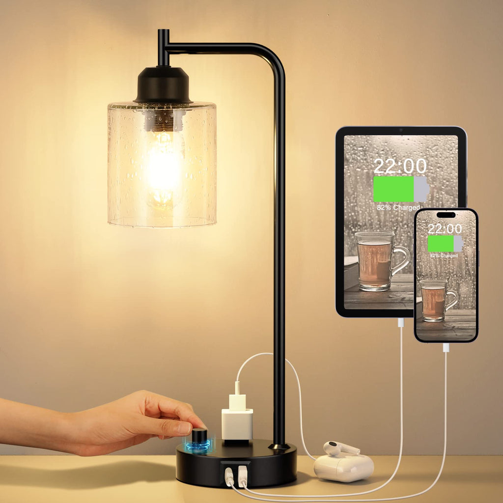 Dimmable Brown Nightstand Lamp
