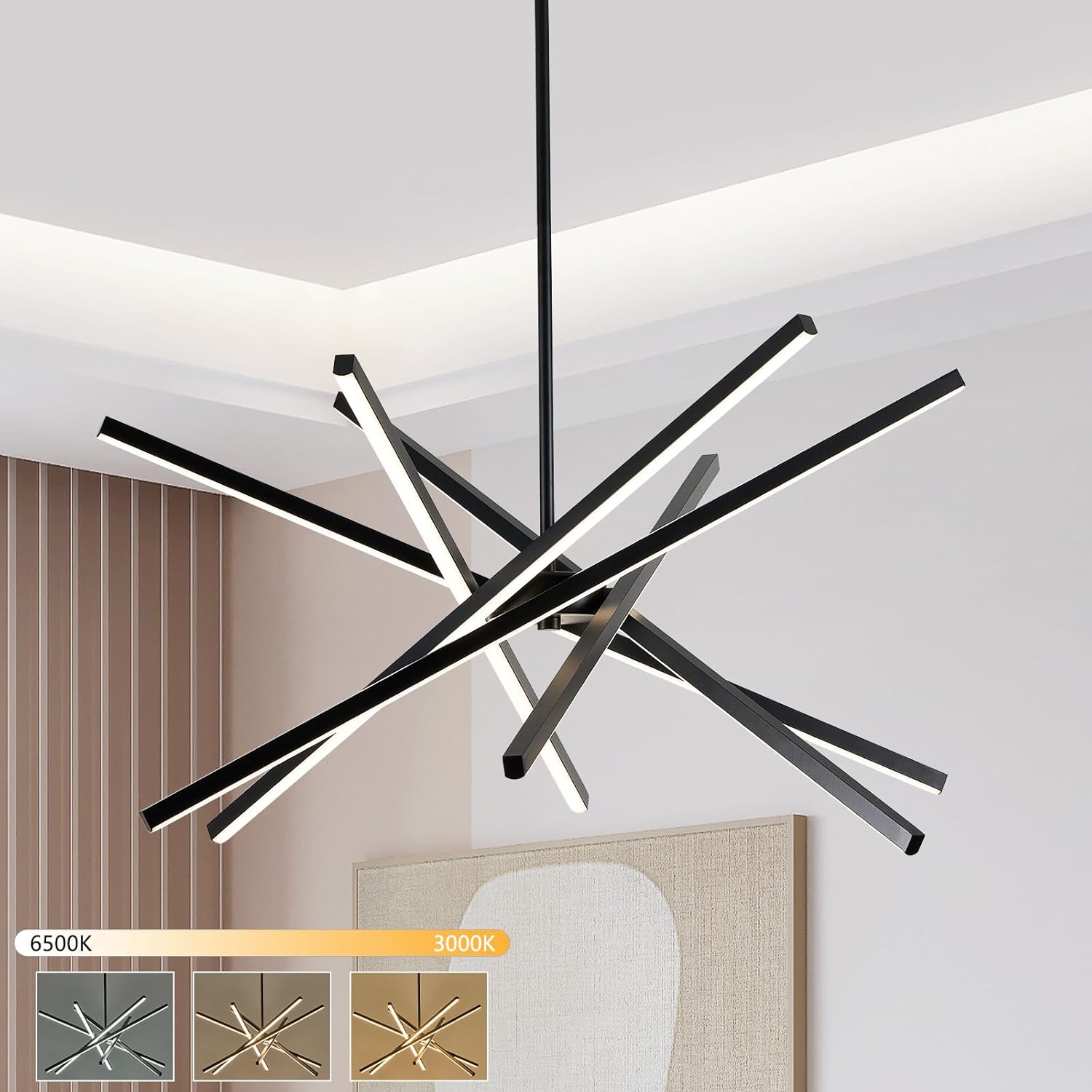 Dimmable Luxe Black Chandelier — Black