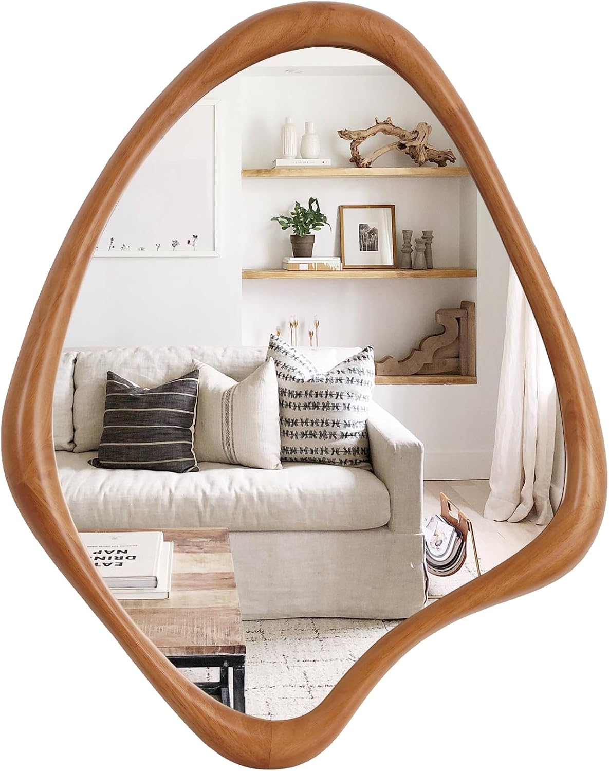 Luxe Black Wall Mirror — 28" — Walnut